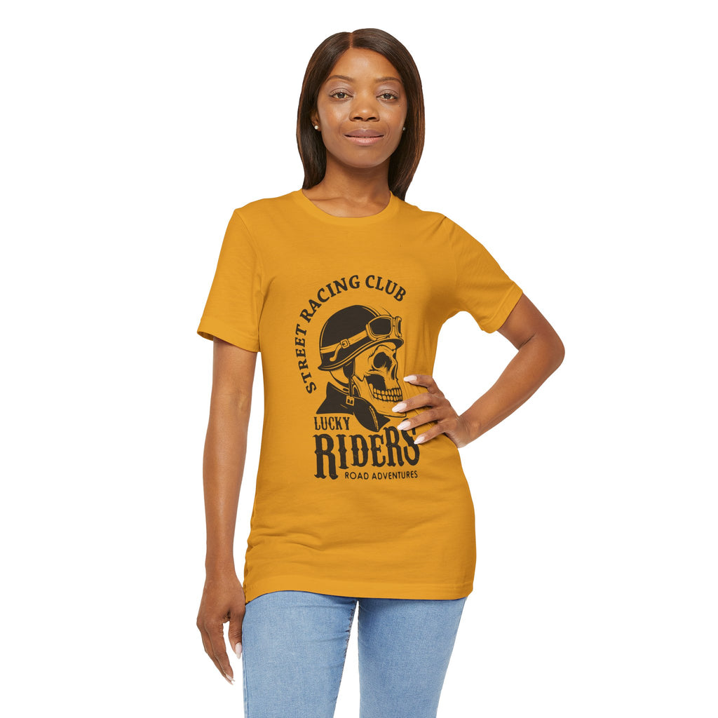 Riders Skull Tee — "Lucky Riders" Street Racing Club Motorcycle T‑Shirt