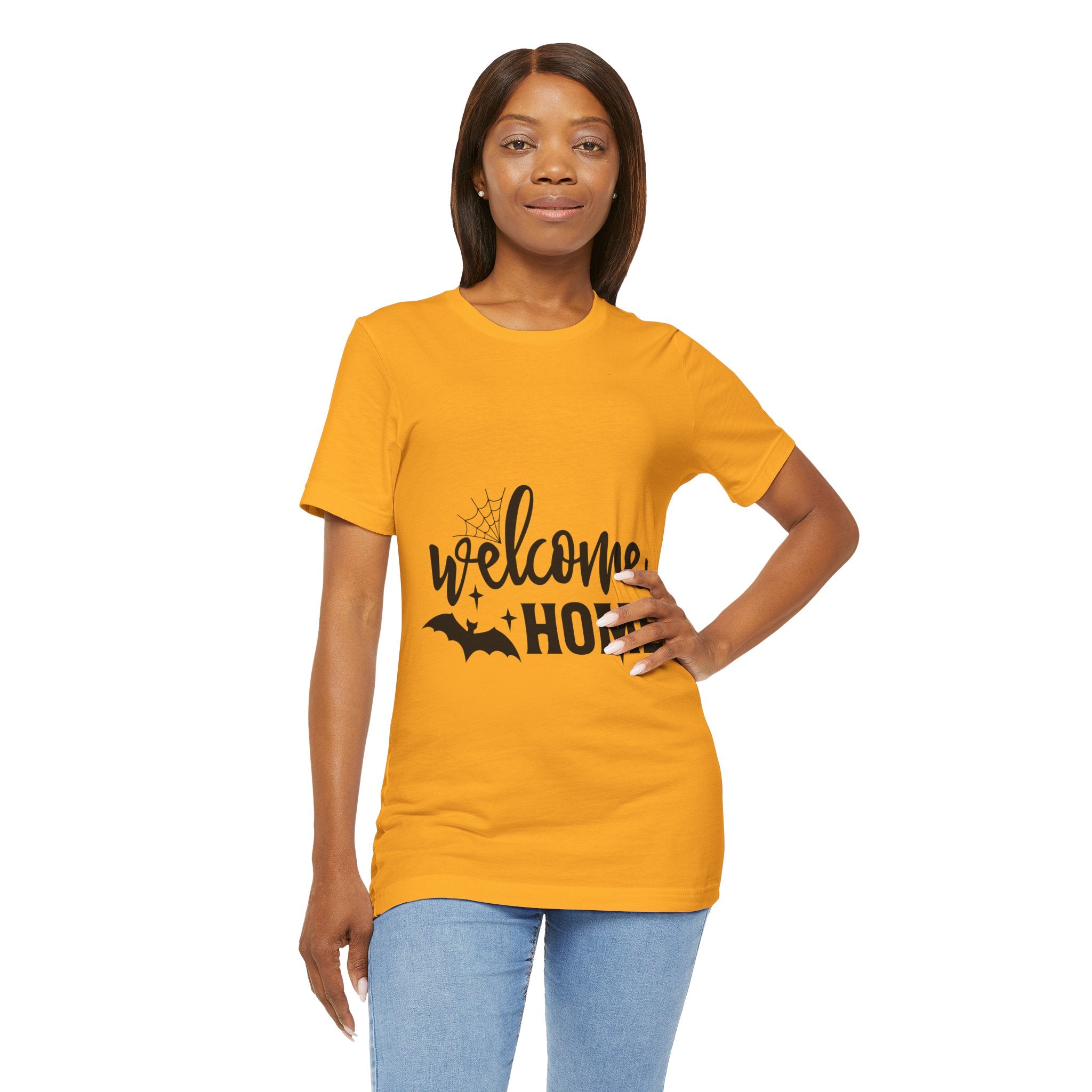 Welcome Home Halloween T-Shirt — Bat & Spiderweb Spooky Tee
