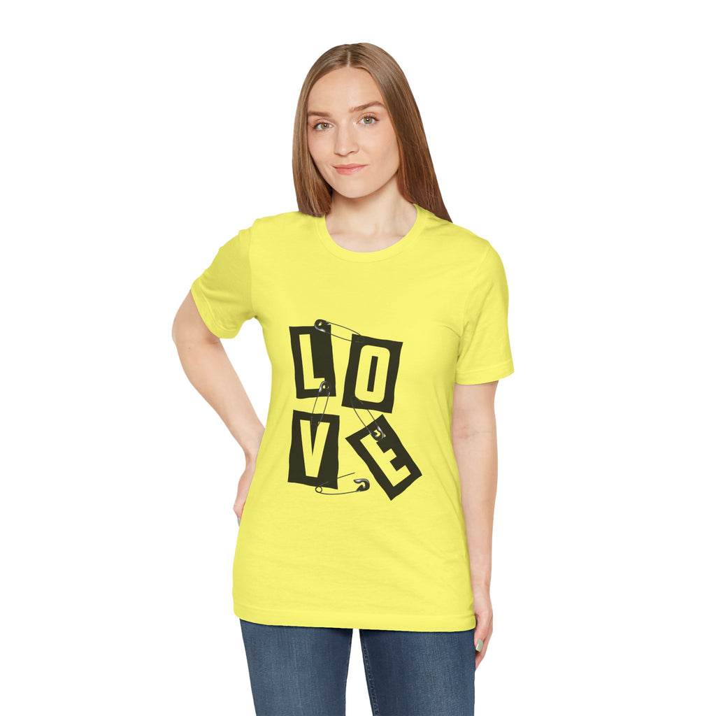 LOVE Safety Pin Graphic Tee — Punk Rock Vintage Valentine T‑Shirt