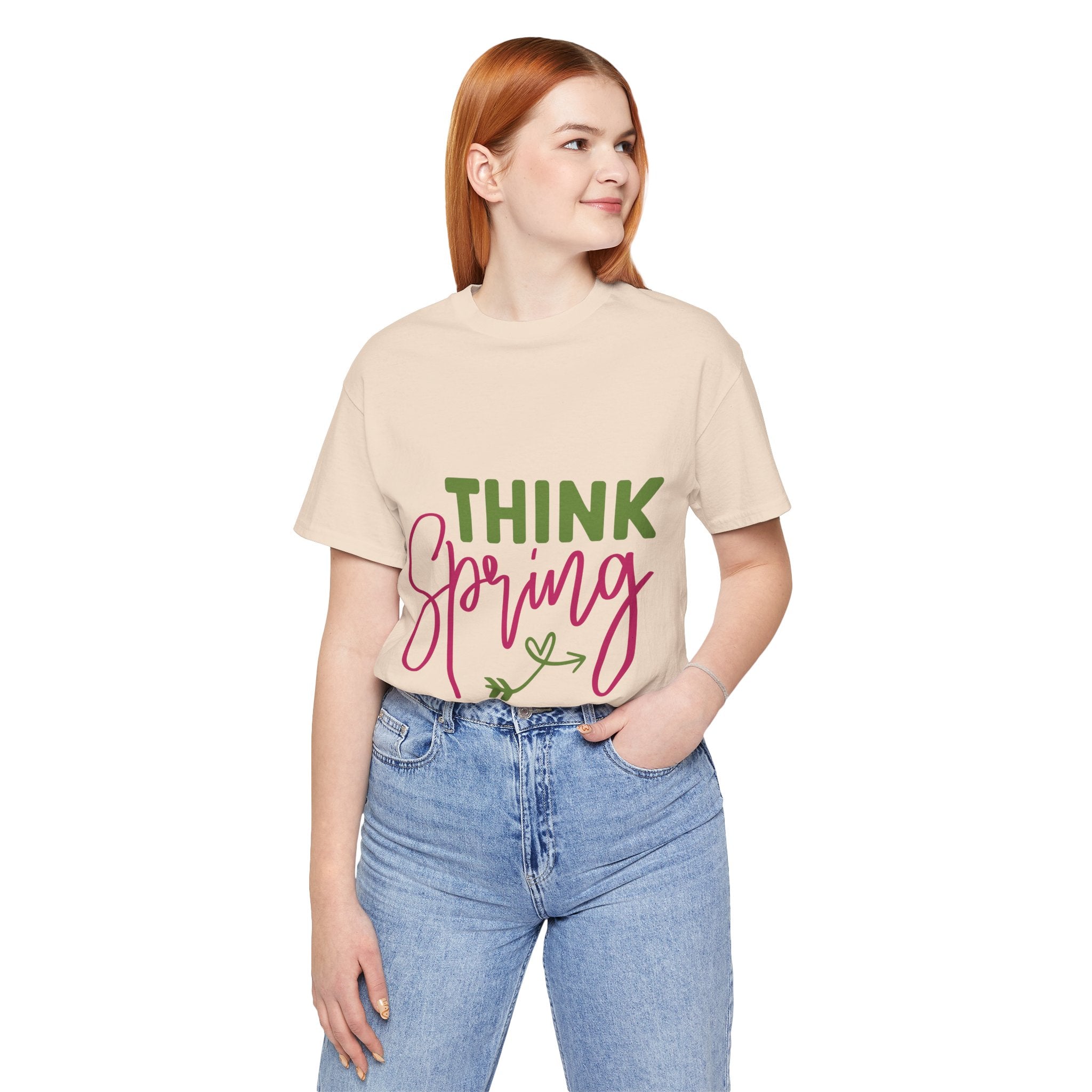 Think Spring T-Shirt — Floral Script Springtime Tee
