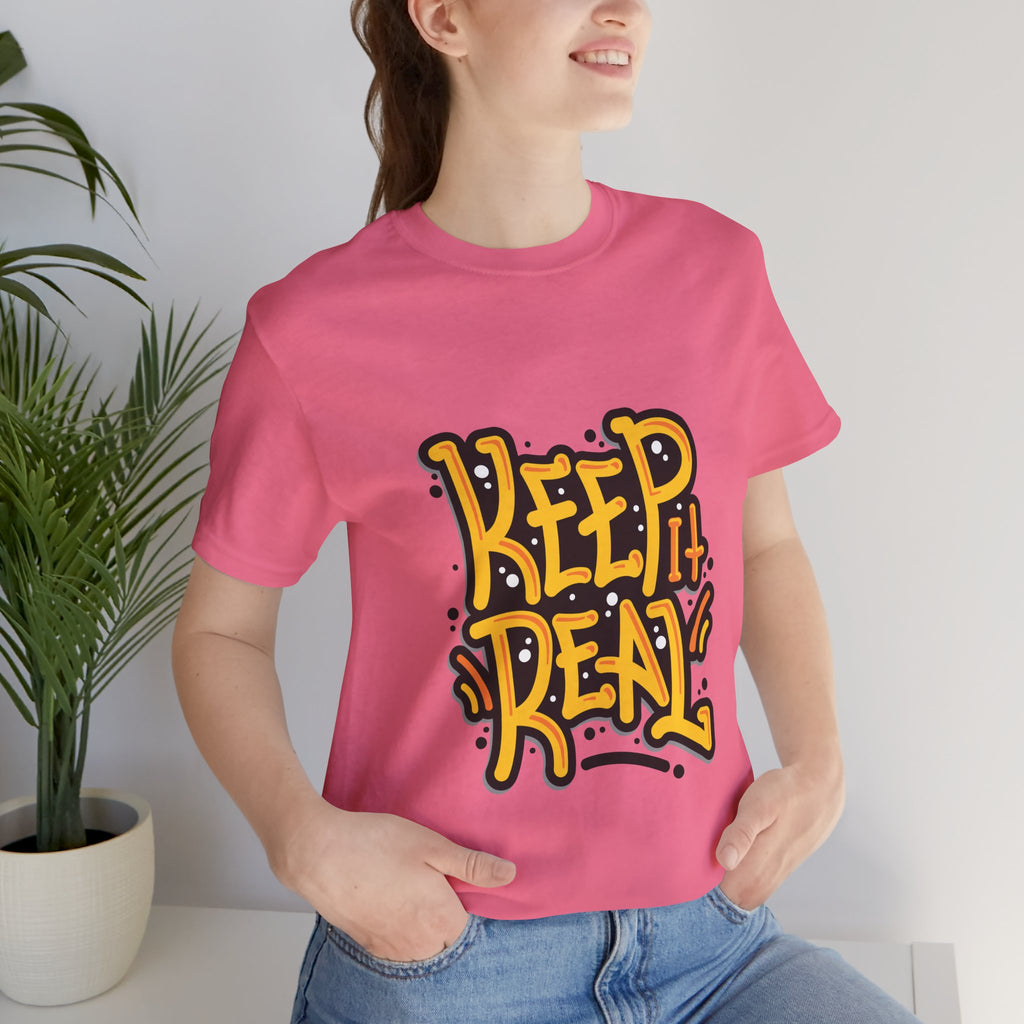 Keep It Real T-Shirt — Retro Yellow Hand-Lettered Graphic Tee