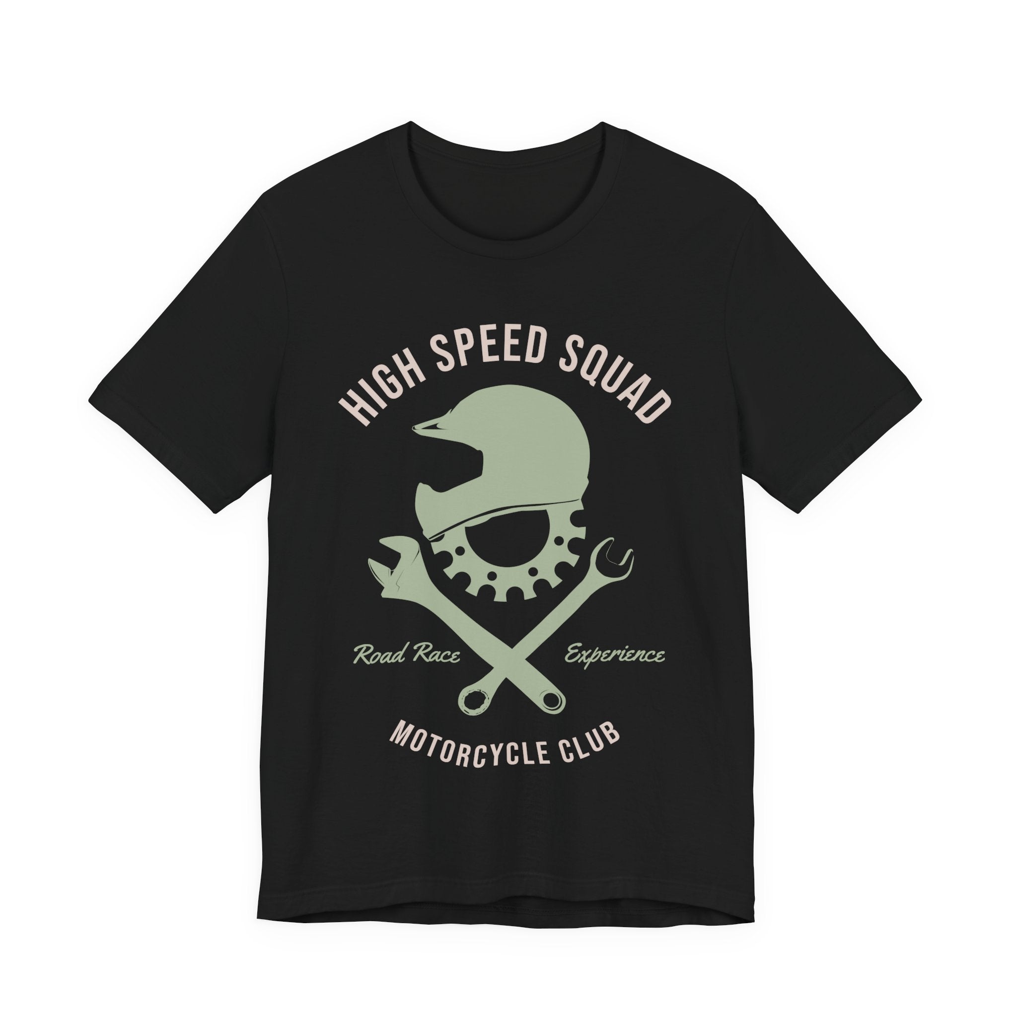 Motorcycle Club T‑Shirt — "High Speed Squad" Helmet & Wrench Vintage Racing Tee
