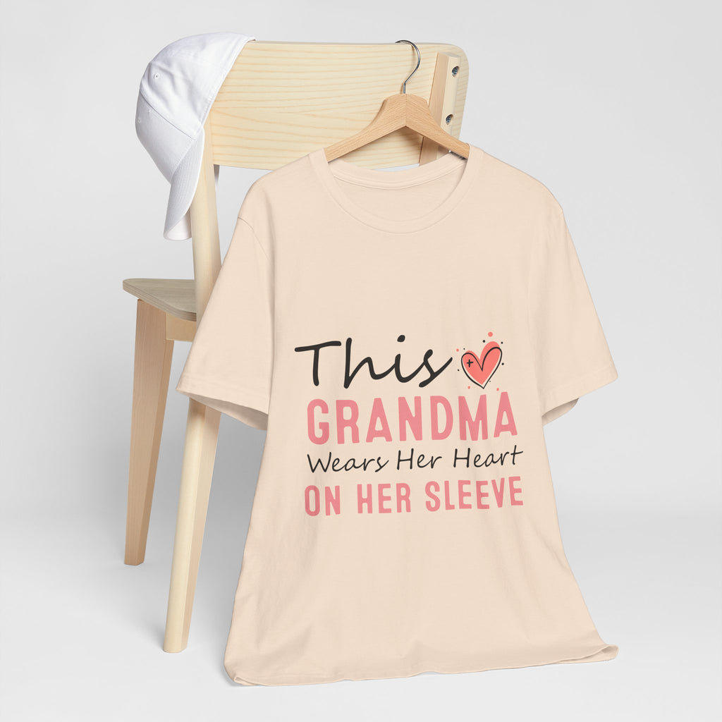 Grandma Heart On Her Sleeve T-Shirt — "This Grandma Wears Her Heart On Her Sleeve" Mother's Day Gift