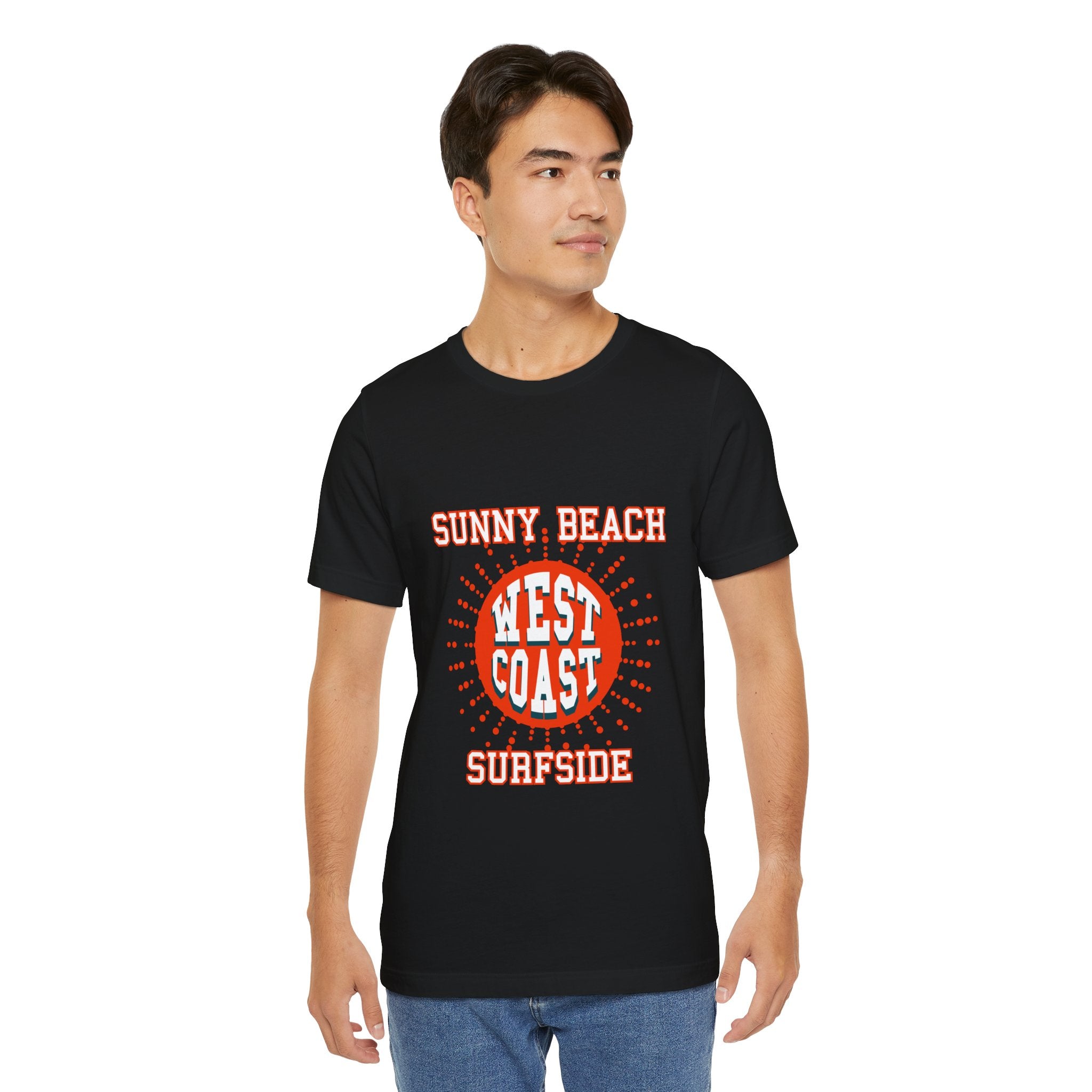 West Coast Sunny Beach Tee — "Sunny Beach West Coast Surfside" Retro Surf T-Shirt