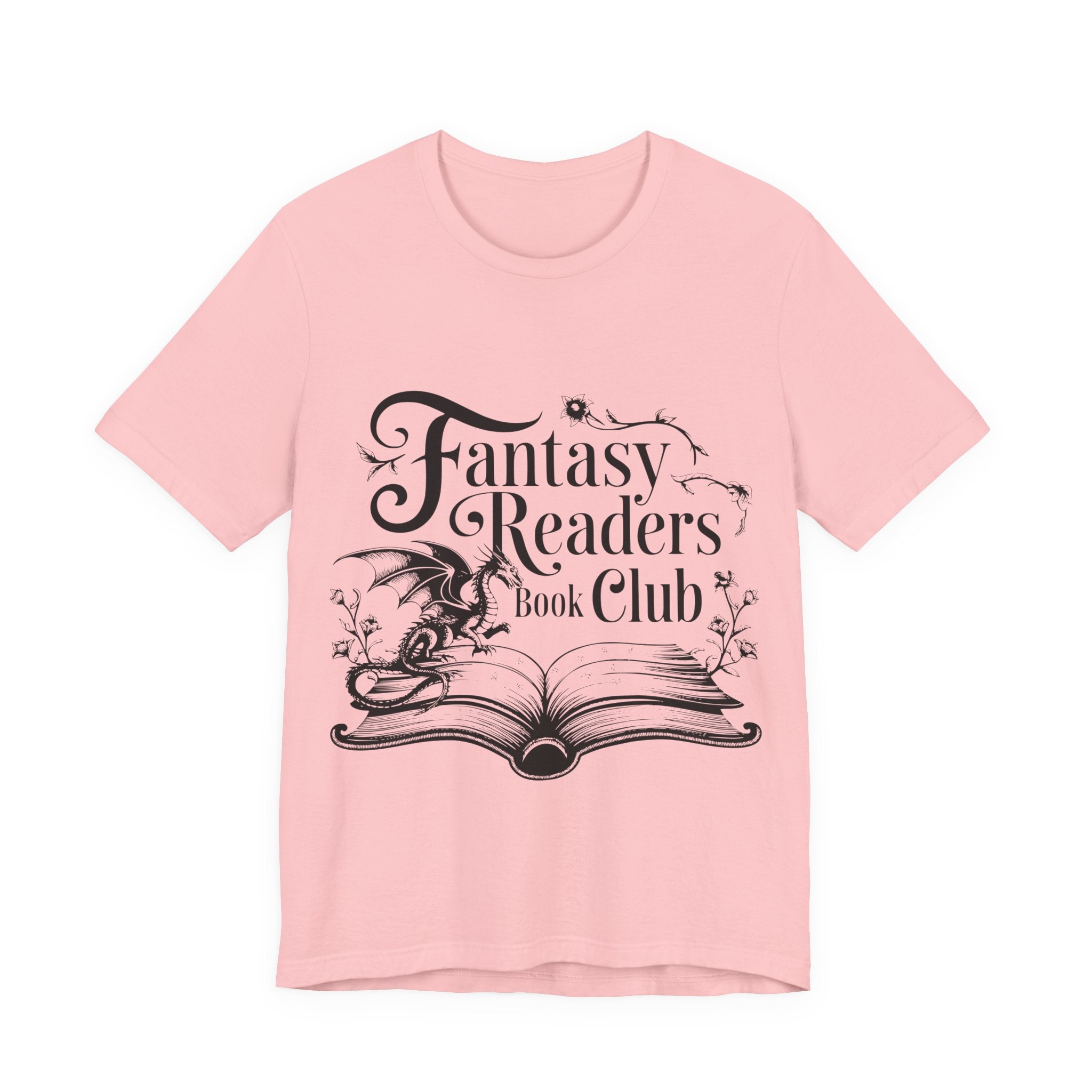 Fantasy Readers Book Club Tee — Dragon & Open Book Graphic Shirt