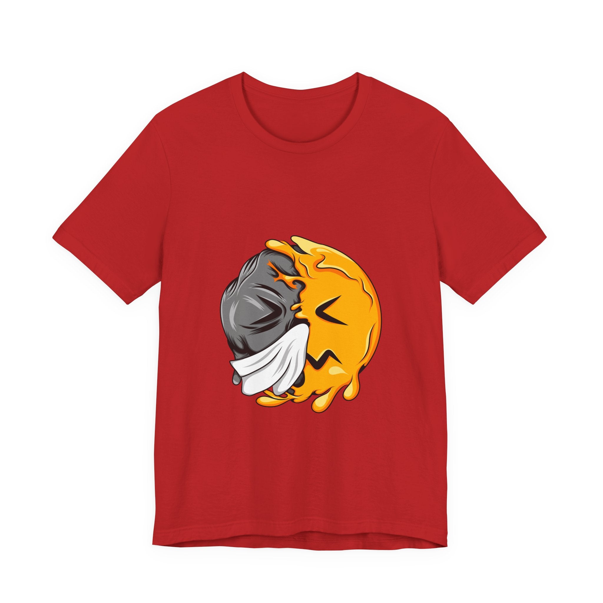 Melting Smiley Face Tee — Grunge Drip Emoji Graphic T-Shirt