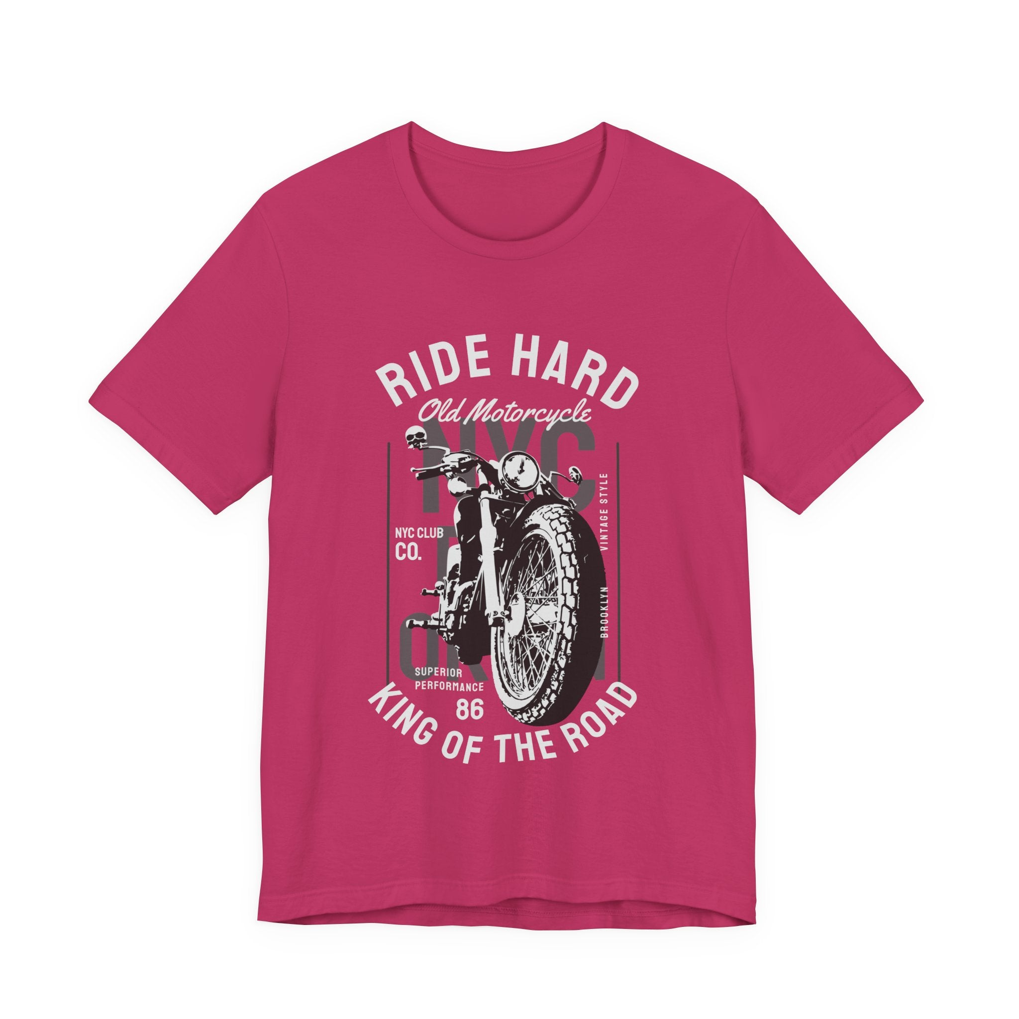 Motorcycle Tee — "Ride Hard / King of the Road" Vintage Bike T-Shirt