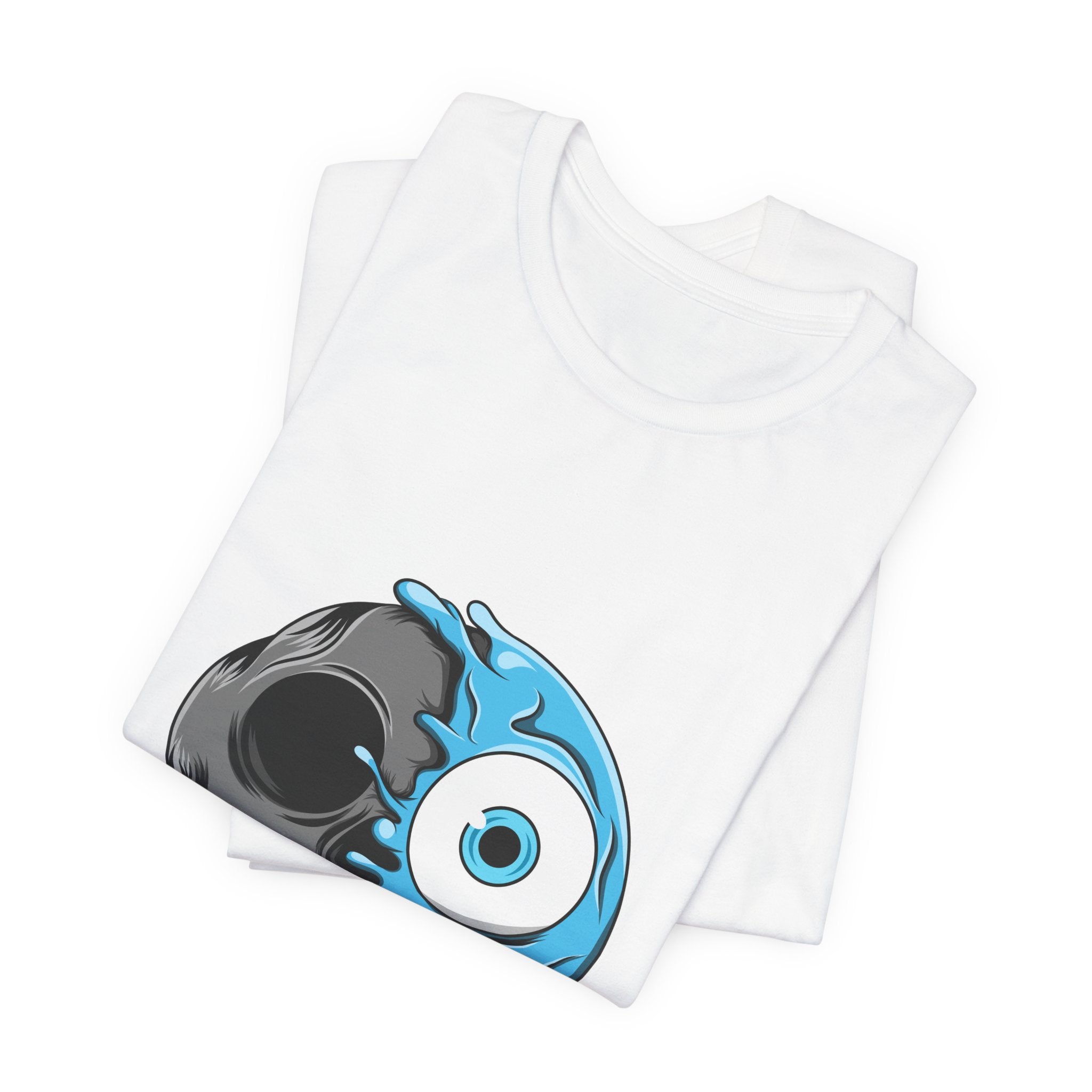 Melting Emoji Skull T-Shirt — Blue Drip Face Graphic Tee