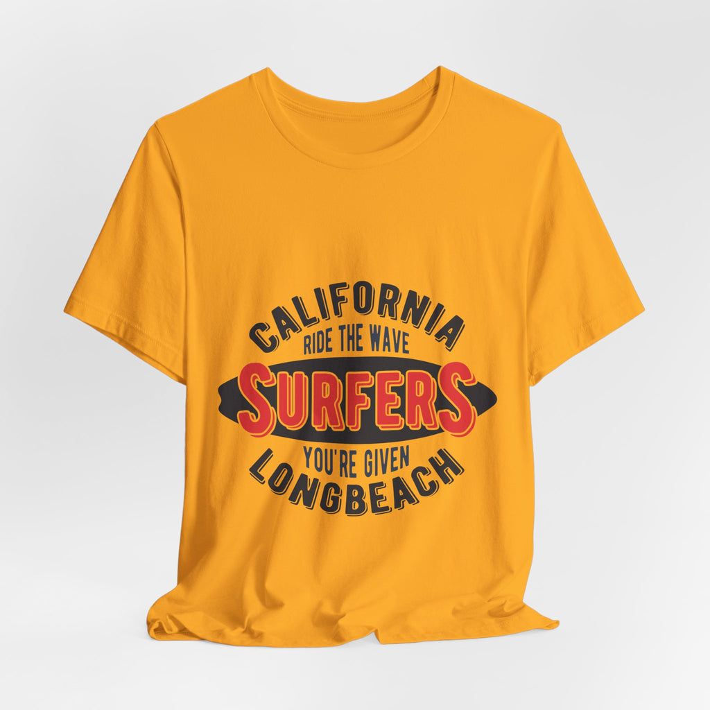 California Surfers Long Beach Tee — "Ride the Wave" Short Sleeve Shirt