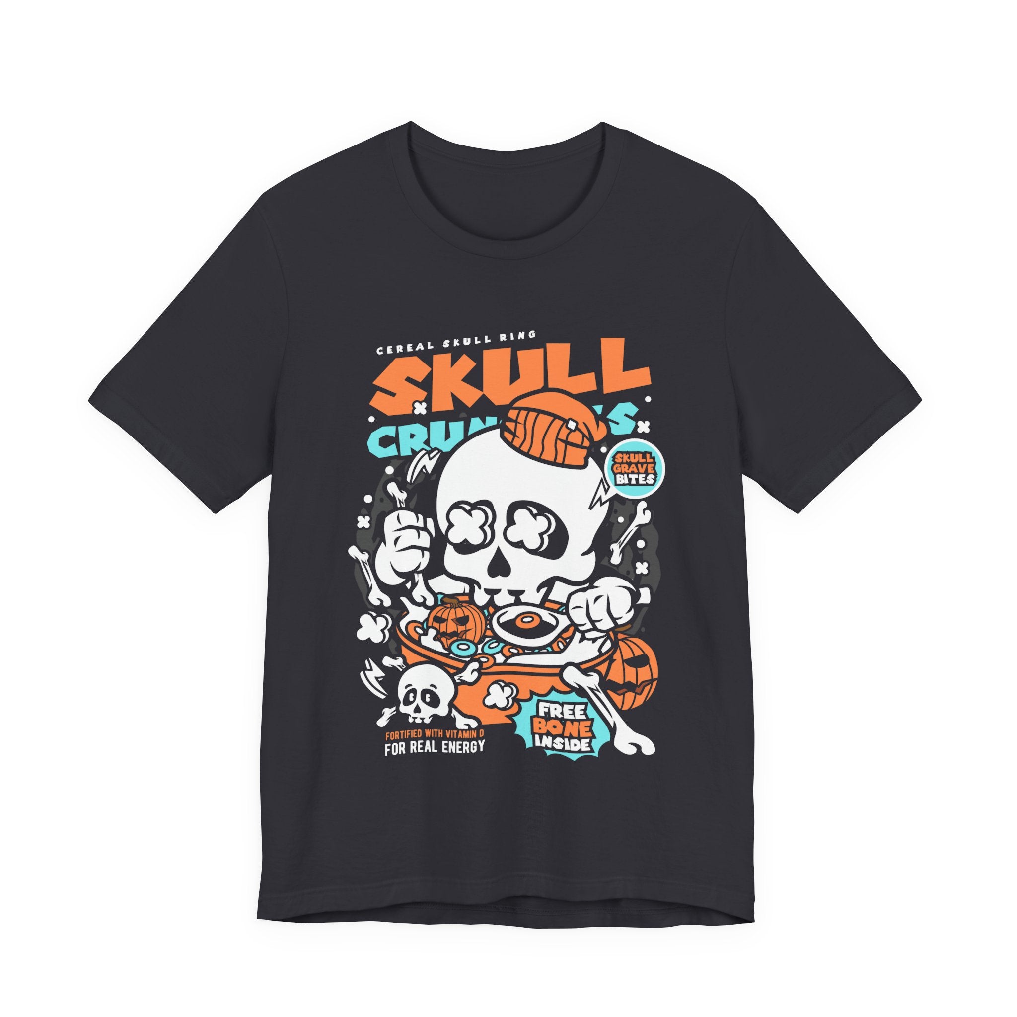 Skull Crunch Cereal Graphic Tee — Halloween Skull Breakfast T-Shirt