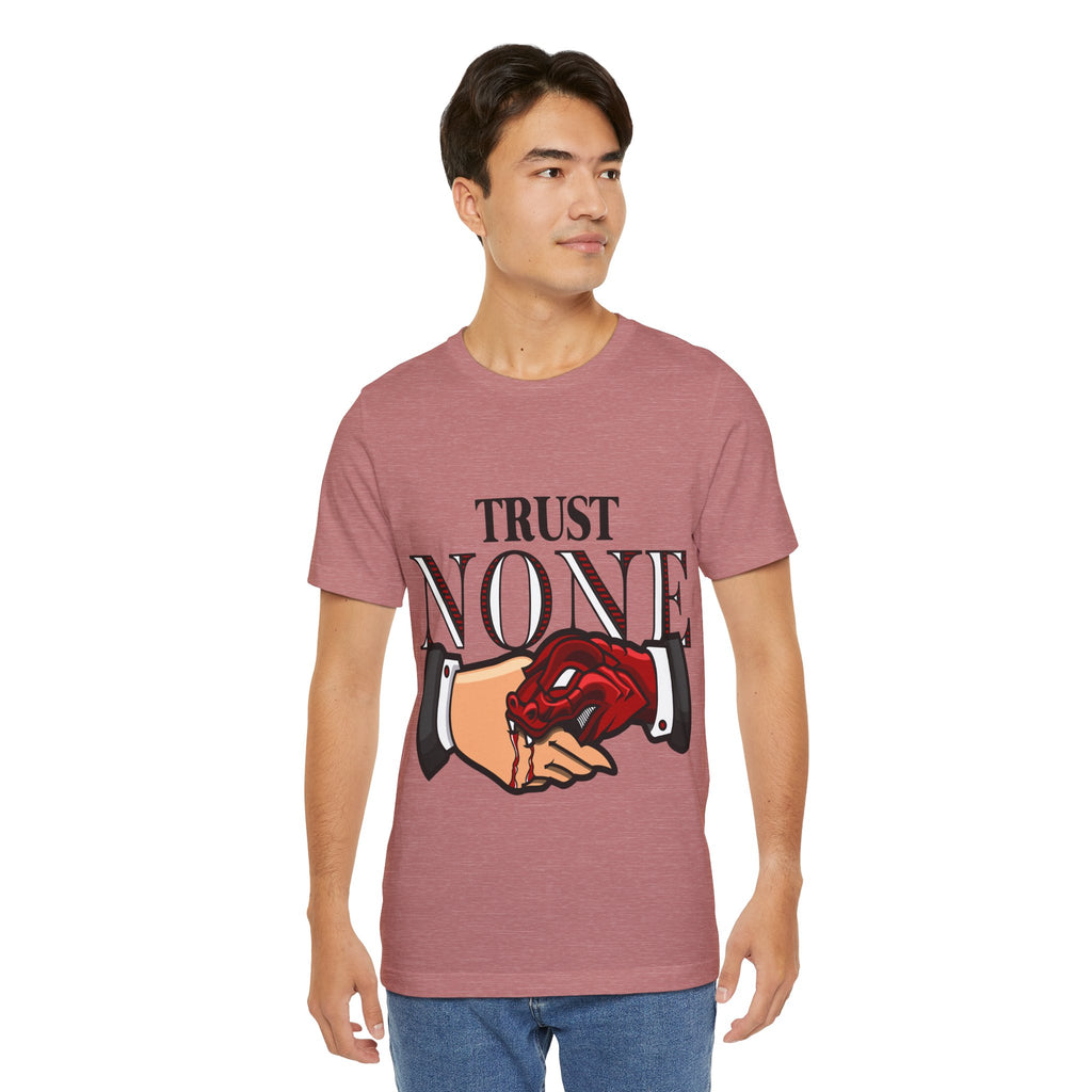 Trust None T-Shirt — Graphic Rose & Handshake Tee