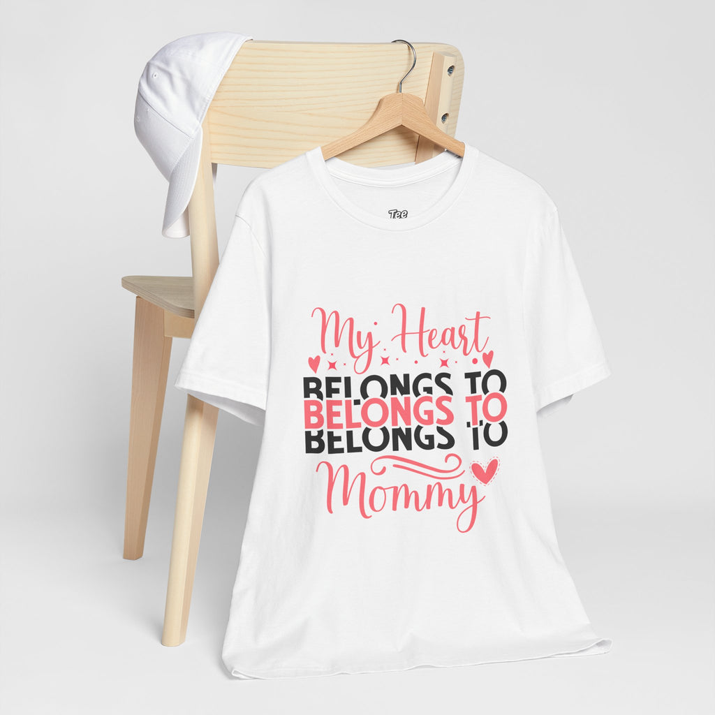 Mommy Valentine T-Shirt – "My Heart Belongs to Mommy" Pink & Black Kid Tee