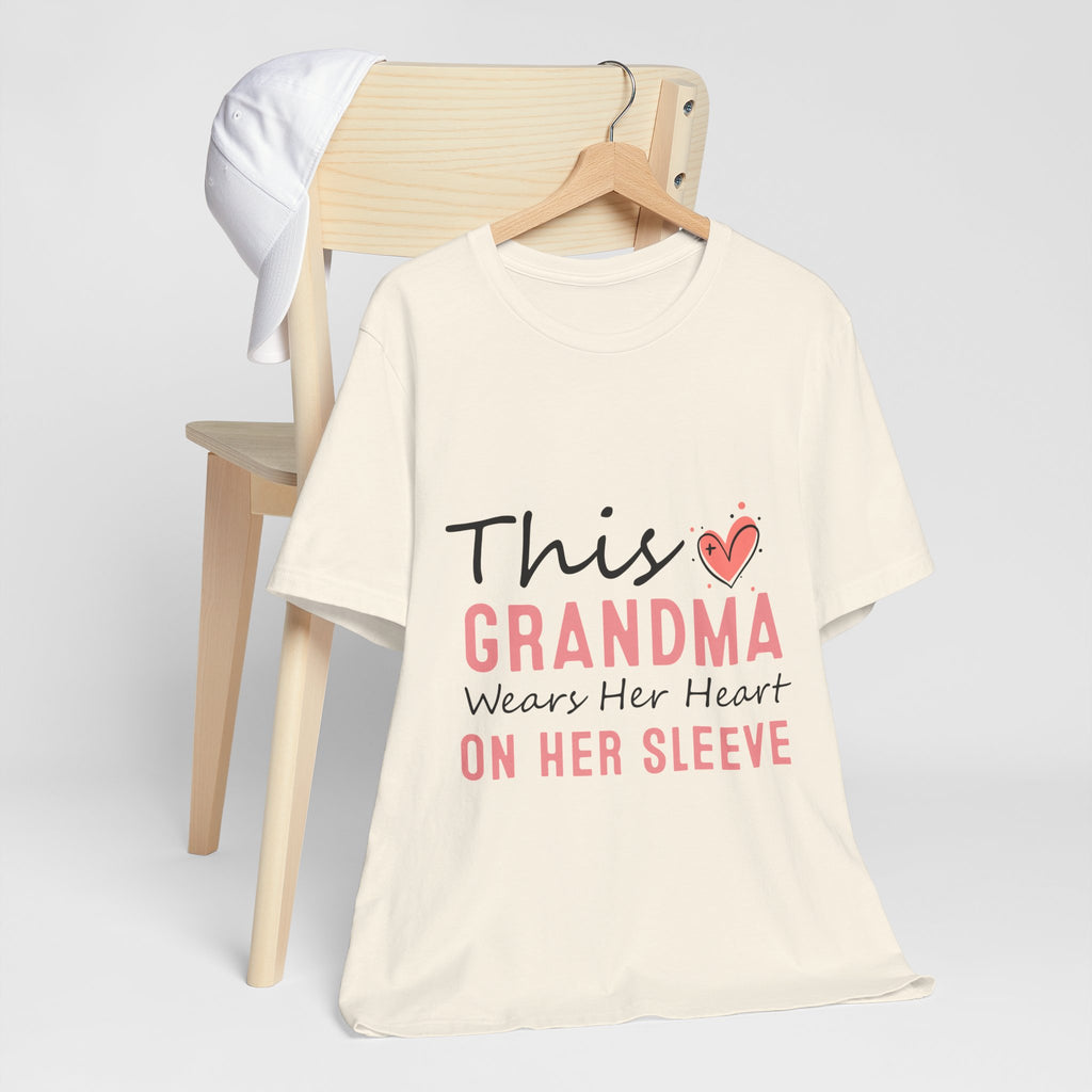 Grandma Heart On Her Sleeve T-Shirt — "This Grandma Wears Her Heart On Her Sleeve" Mother's Day Gift