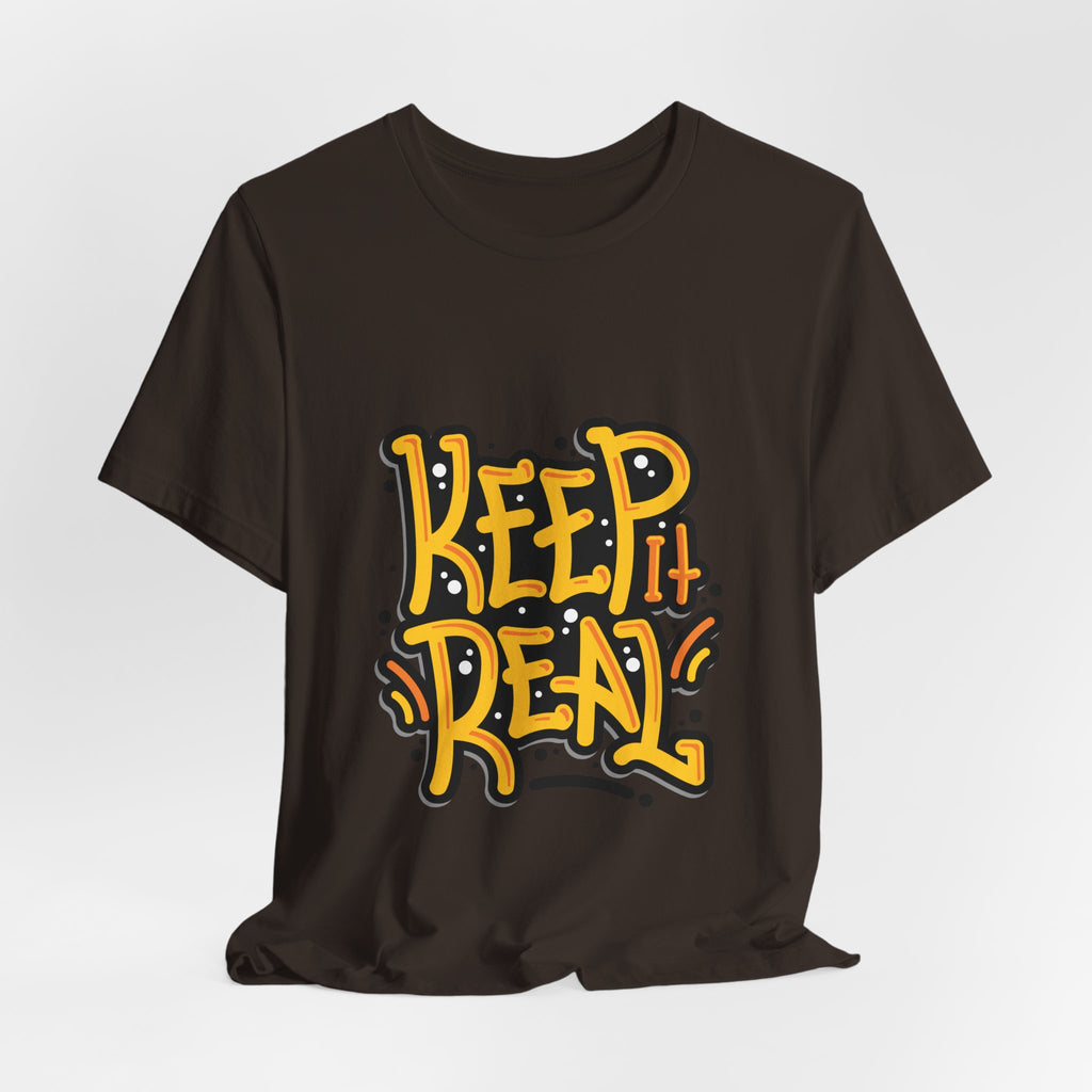 Keep It Real T-Shirt — Retro Yellow Hand-Lettered Graphic Tee