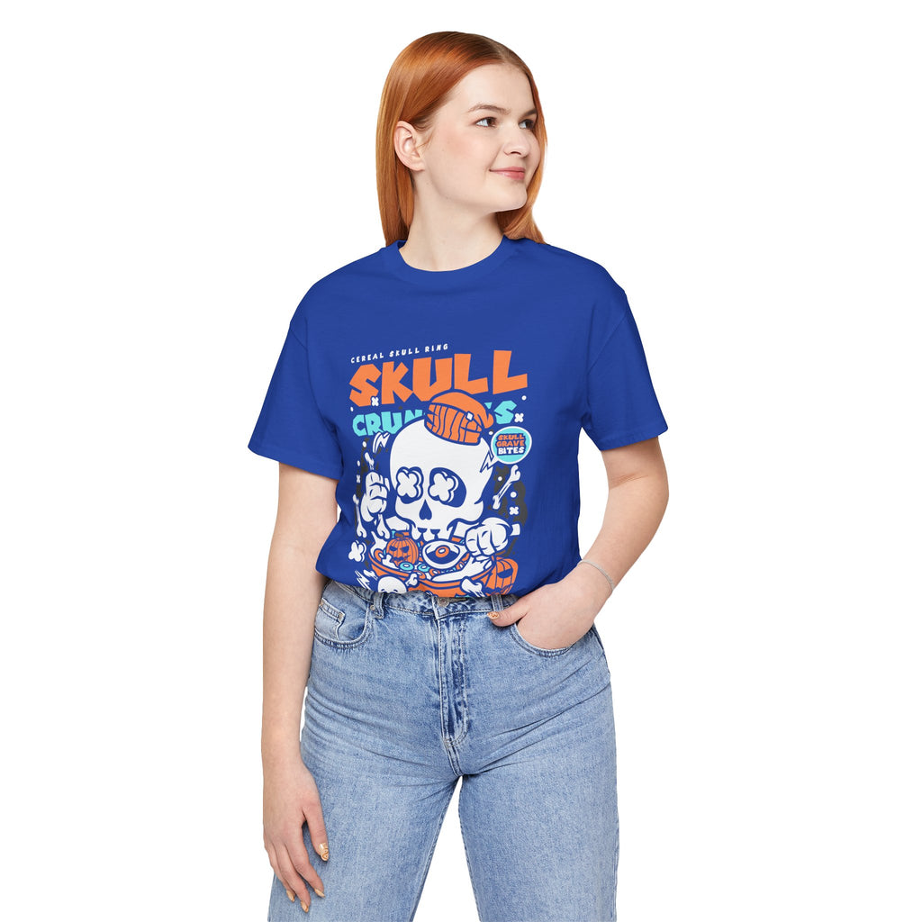 Skull Crunch Cereal Graphic Tee — Halloween Skull Breakfast T-Shirt