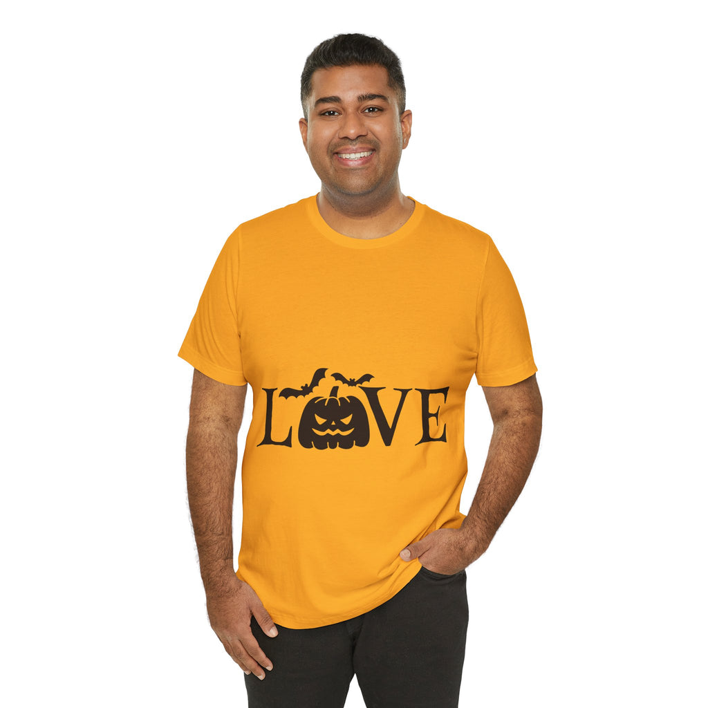 Halloween Love T-Shirt - Jack-o'-Lantern & Bats Graphic Tee