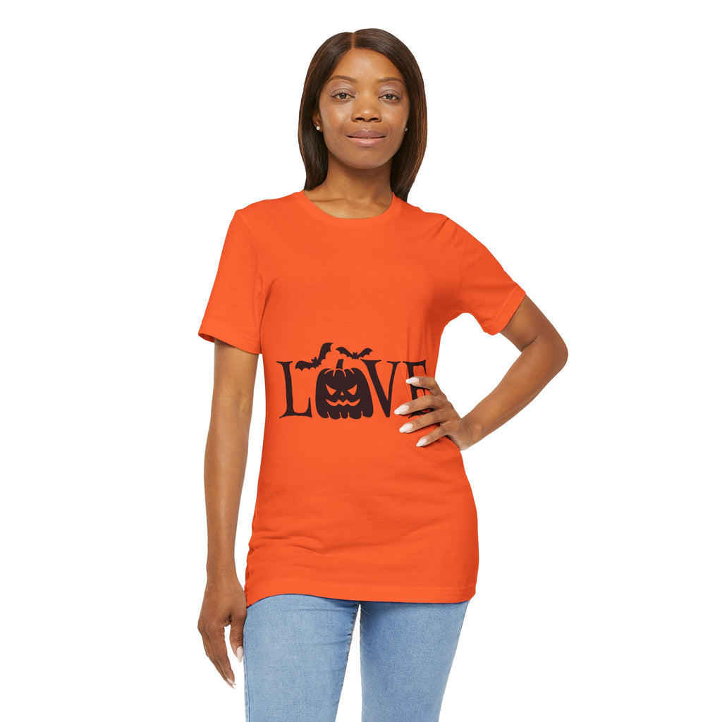 Halloween Love T-Shirt - Jack-o'-Lantern & Bats Graphic Tee