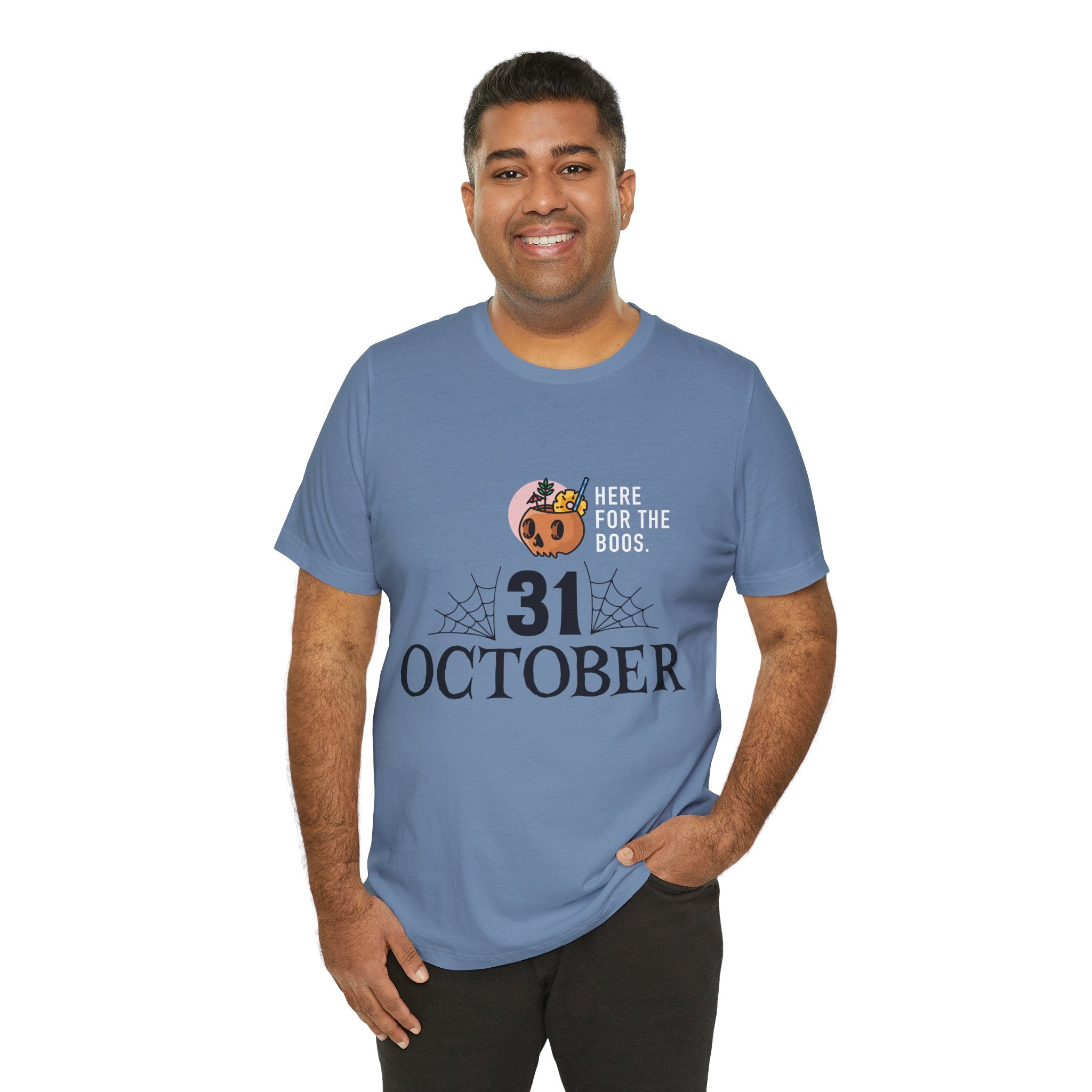 Halloween Tee — "Here for the Boos" 31 October Pumpkin Shirt