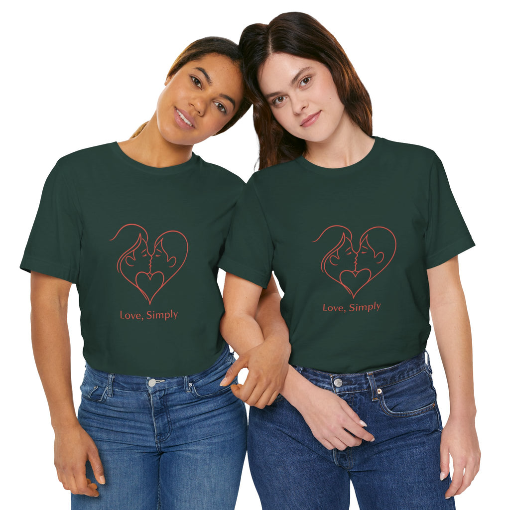 Love, Simply Tee — Minimal Couple Heart Line Art Valentine’s T-Shirt
