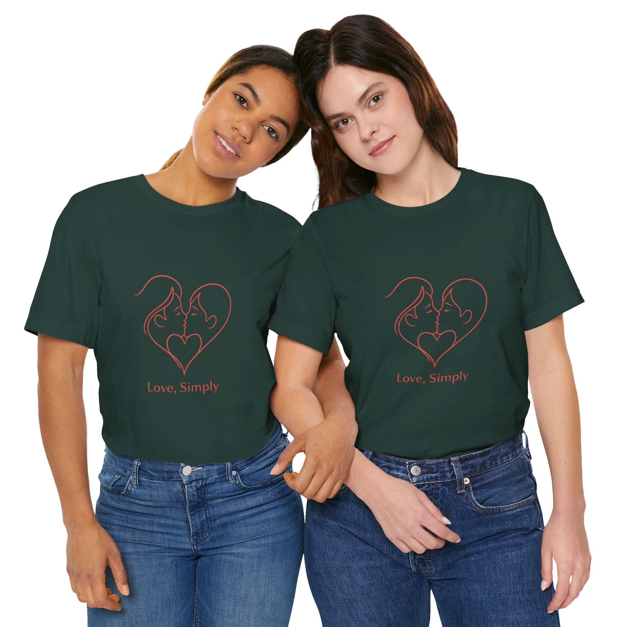 Love, Simply Tee — Minimal Couple Heart Line Art Valentine’s T-Shirt