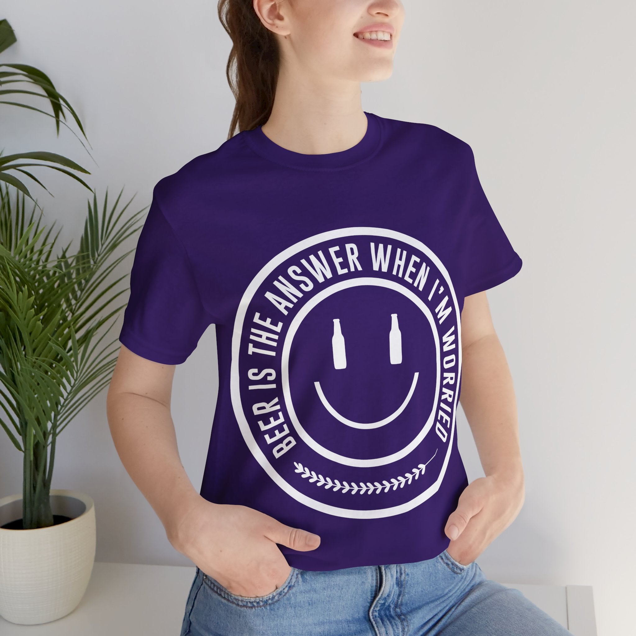 Beer Is The Answer T-Shirt — Funny Smiley Beer Graphic Tee