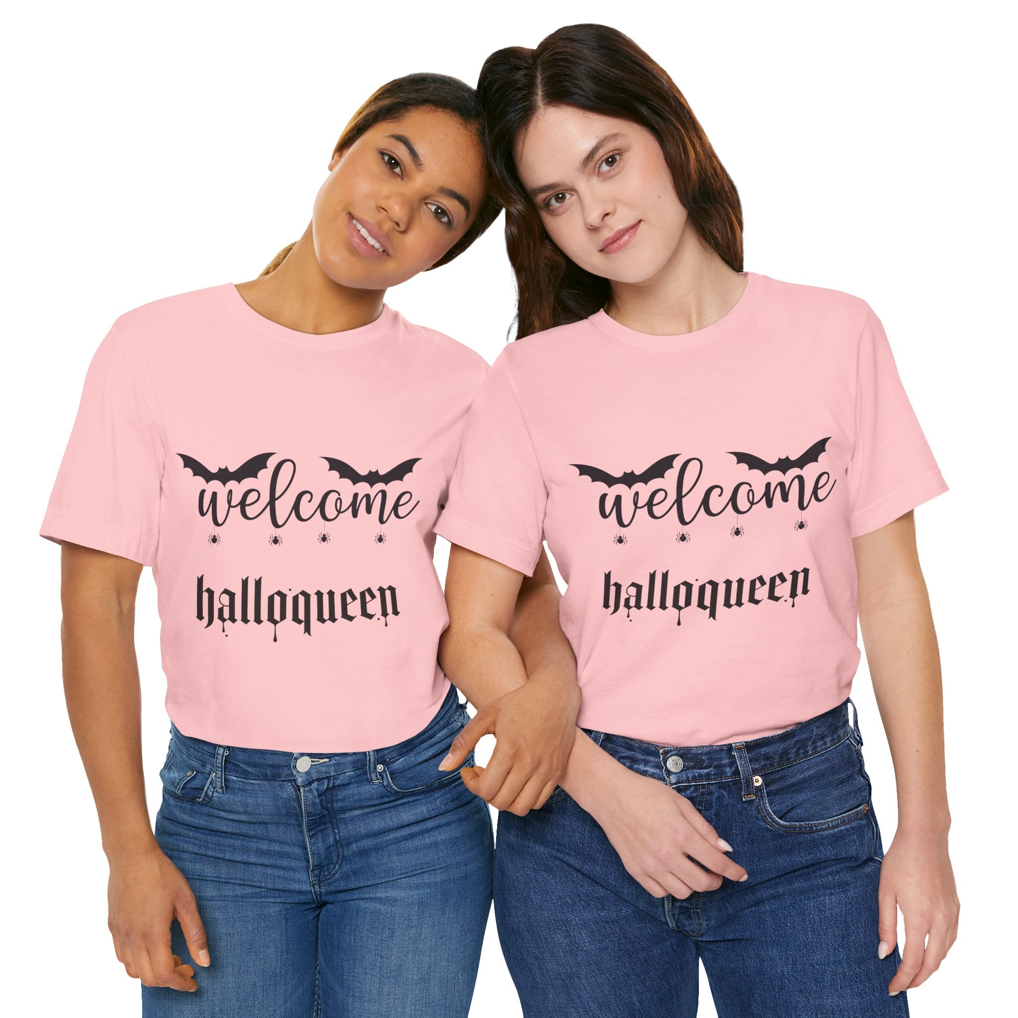 Welcome HalloQueen T‑Shirt — Halloween Bat Graphic Tee