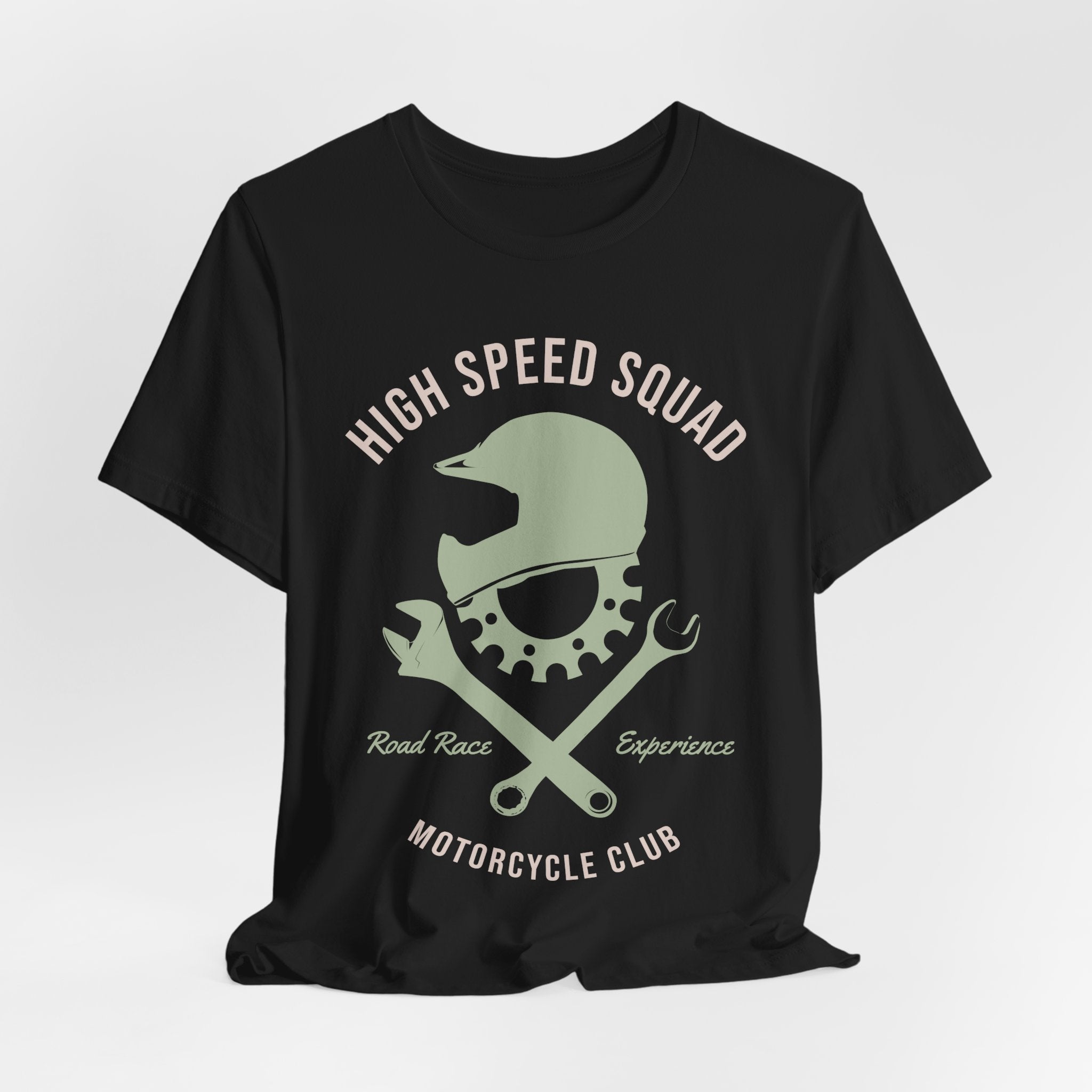 Motorcycle Club T‑Shirt — "High Speed Squad" Helmet & Wrench Vintage Racing Tee