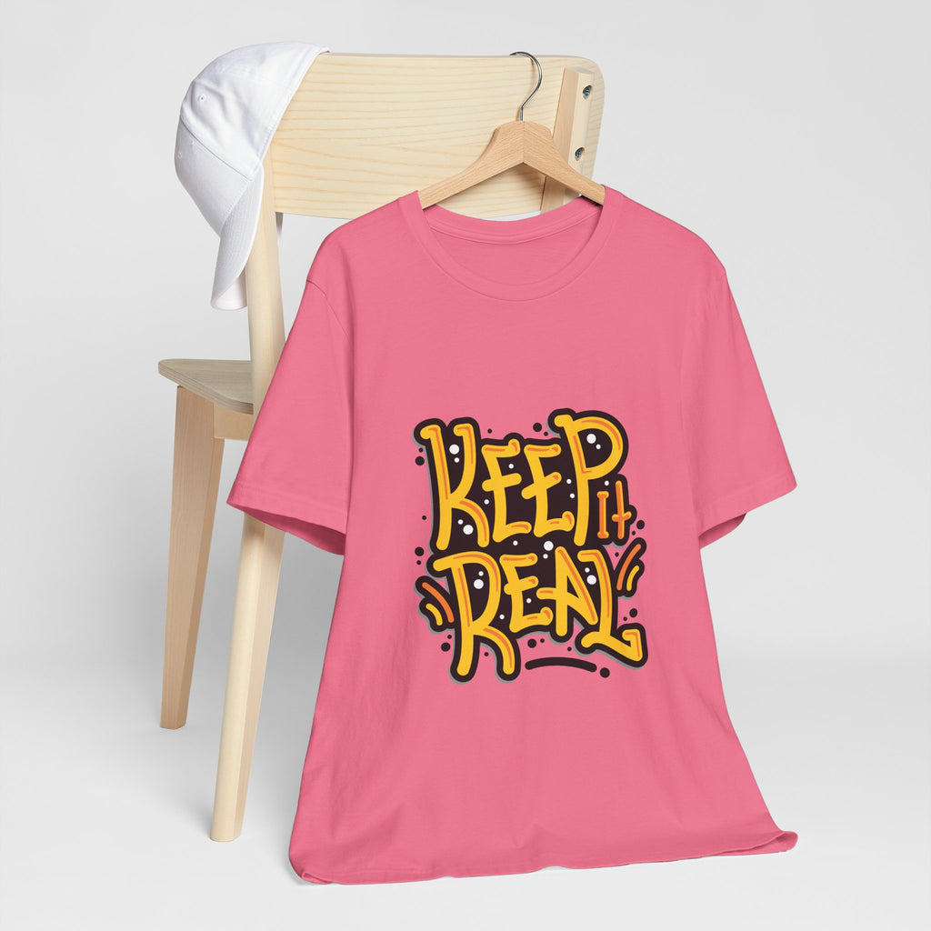 Keep It Real T-Shirt — Retro Yellow Hand-Lettered Graphic Tee