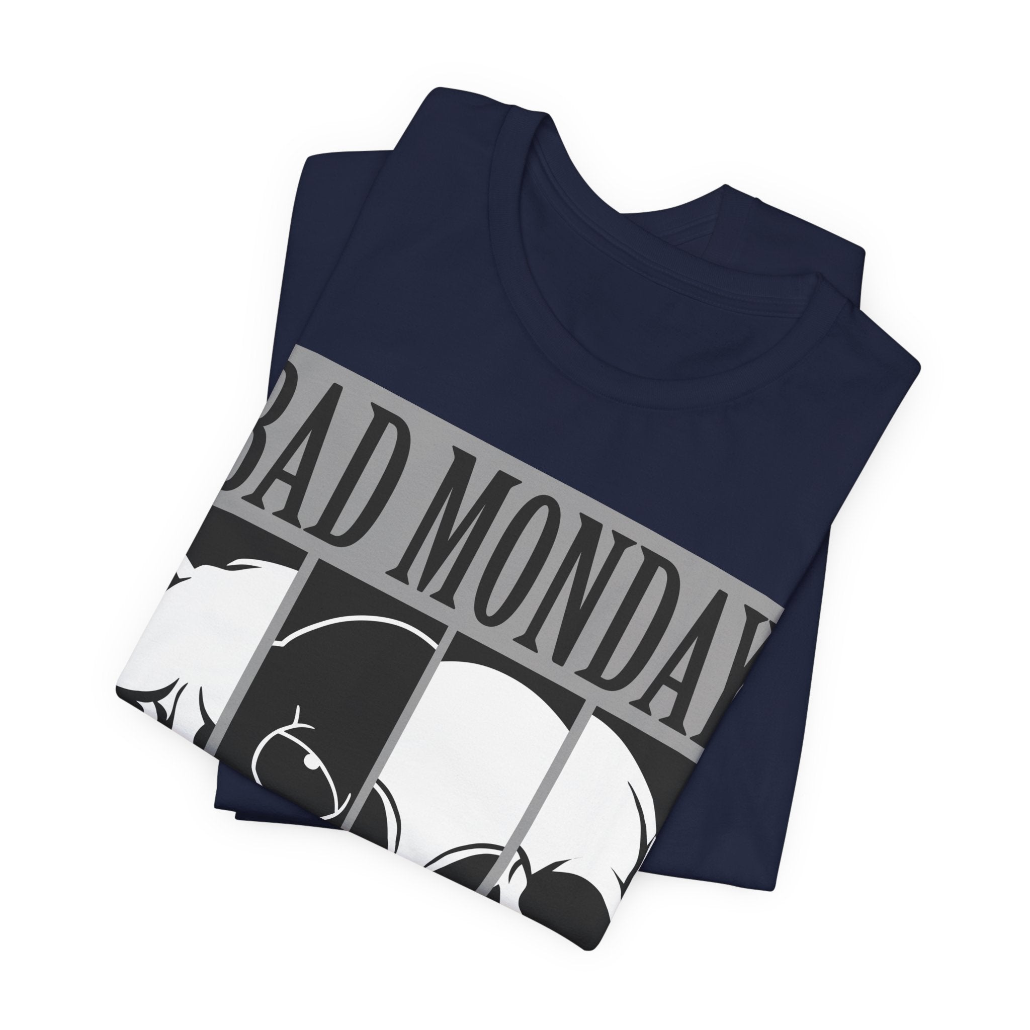 Bad Monday Skull Tee — Gothic Graphic T-Shirt with 'Good Product for Good People' Slogan