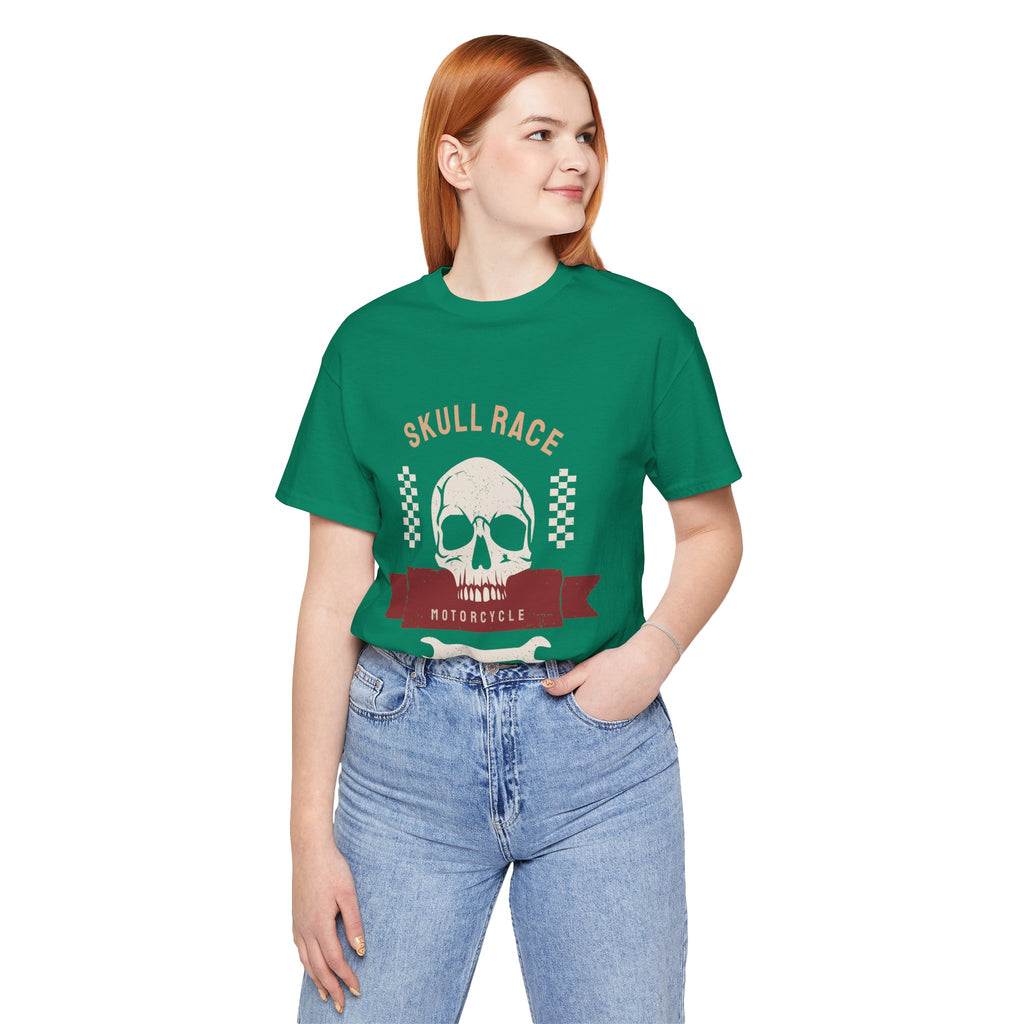Skull Race Motorcycle Tee — Ride Fast Experience Graphic Shirt