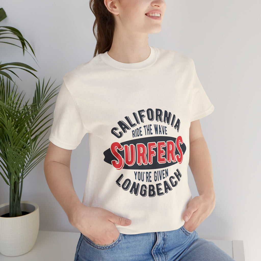 California Surfers Long Beach Tee — "Ride the Wave" Short Sleeve Shirt