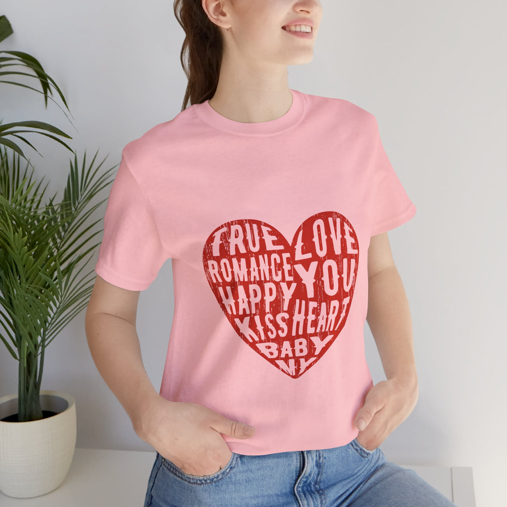 Heart Word Art Tee - Love You Romance Valentine T-Shirt