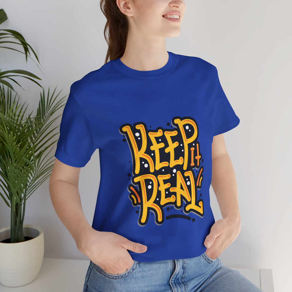 Keep It Real T-Shirt — Retro Yellow Hand-Lettered Graphic Tee