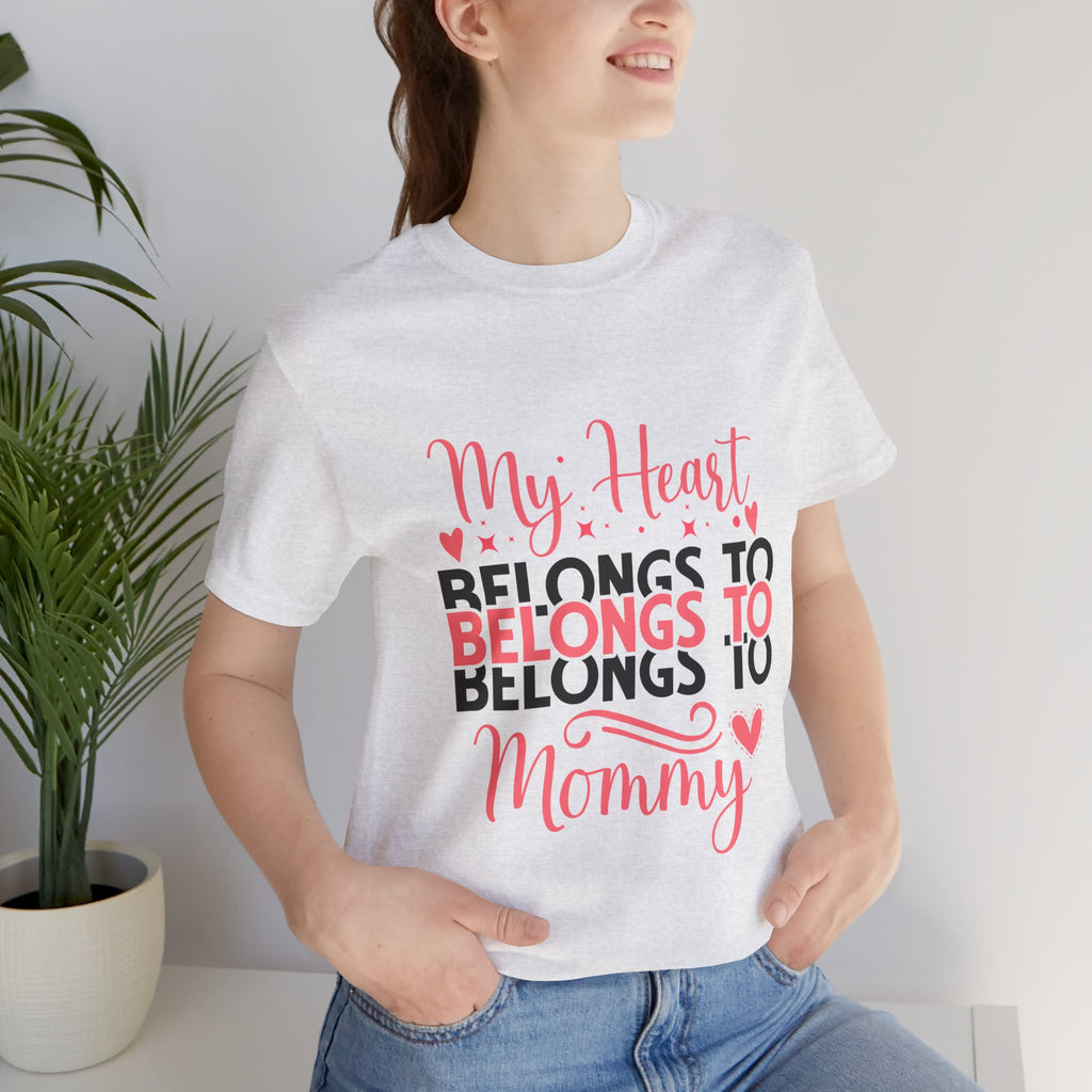 Mommy Valentine T-Shirt – "My Heart Belongs to Mommy" Pink & Black Kid Tee