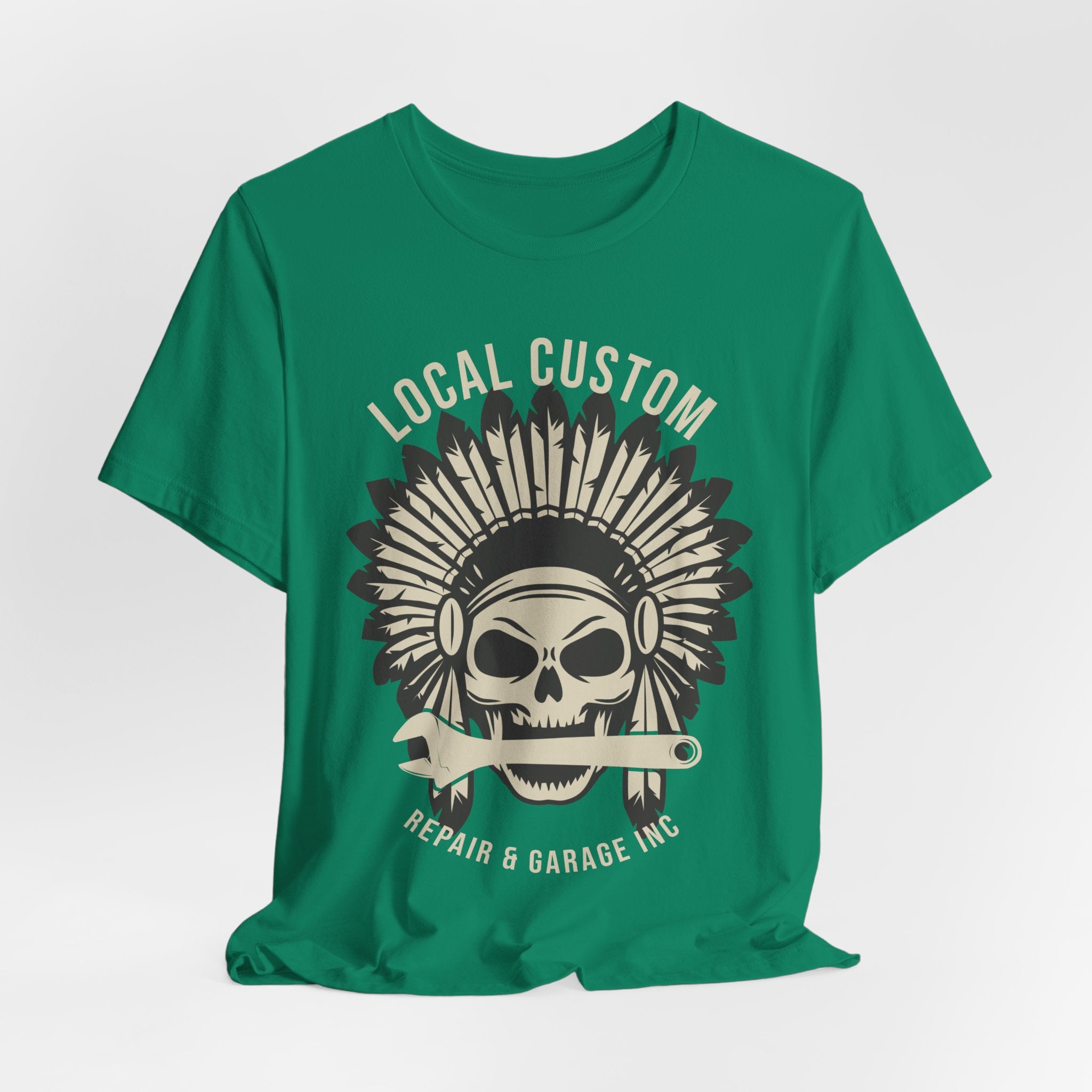 Skull Headdress Garage Tee — "Local Custom Repair & Garage Inc."