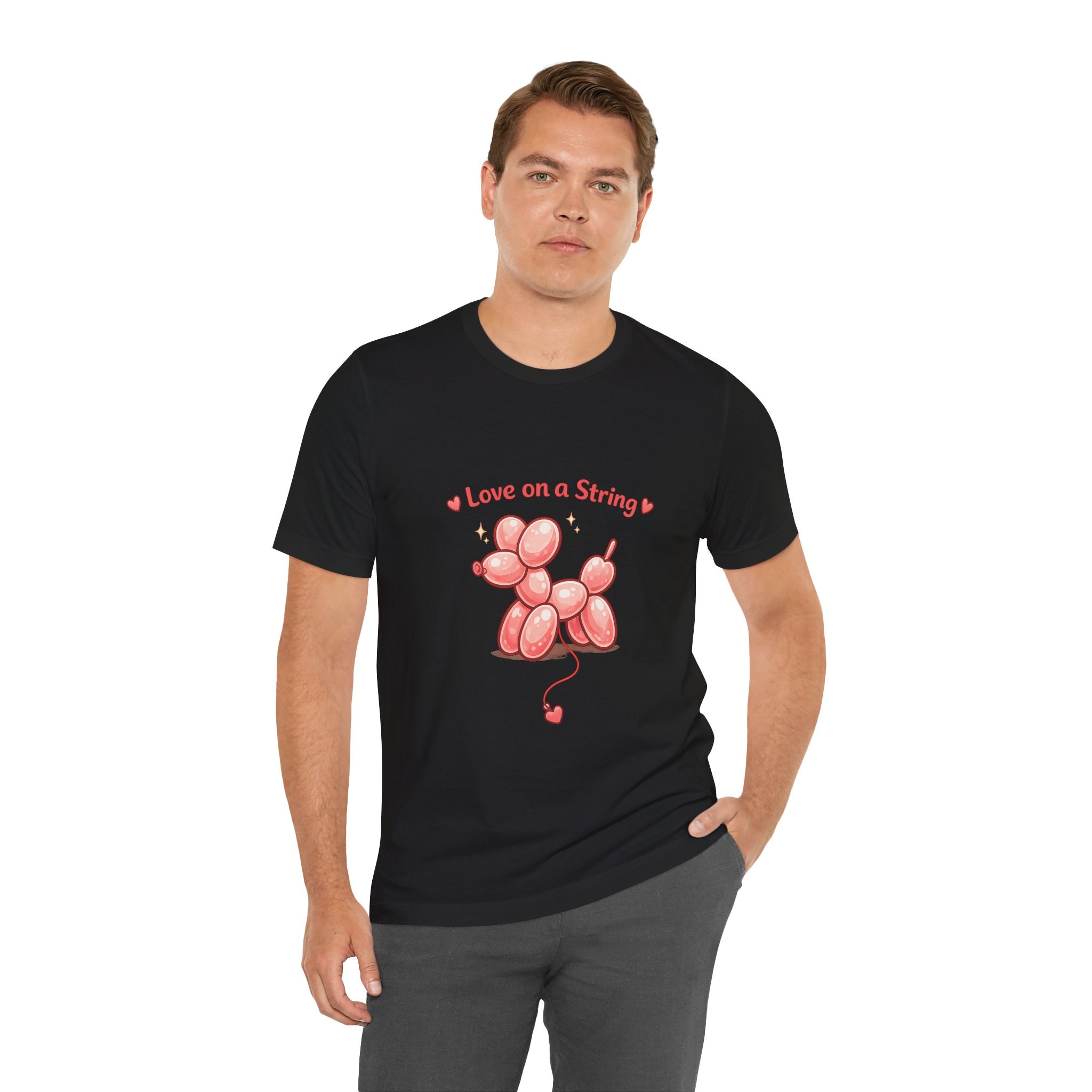 T-Shirt — "Love on a String" Pink Balloon Dog Valentine Tee