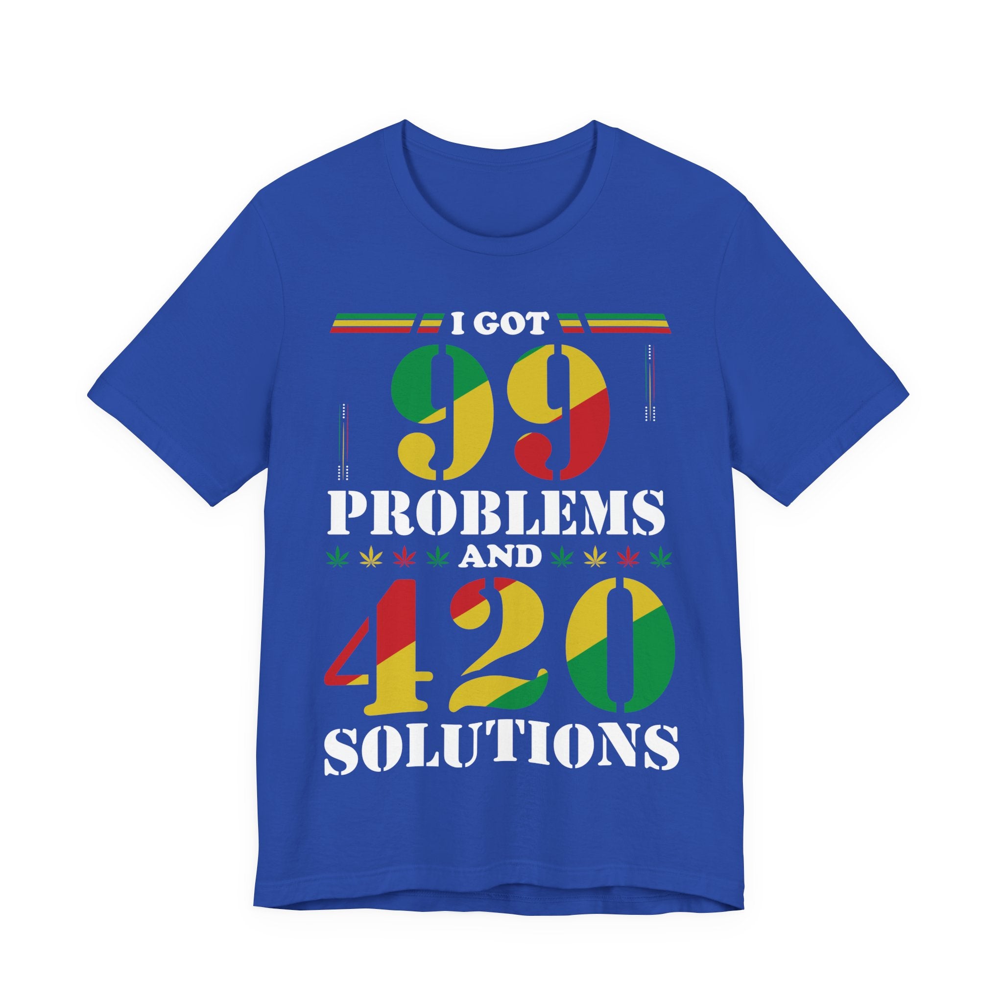 Charcoal 'I Got 99 Problems and 420 Solutions' Tee — Reggae Colors, Lightweight Cotton