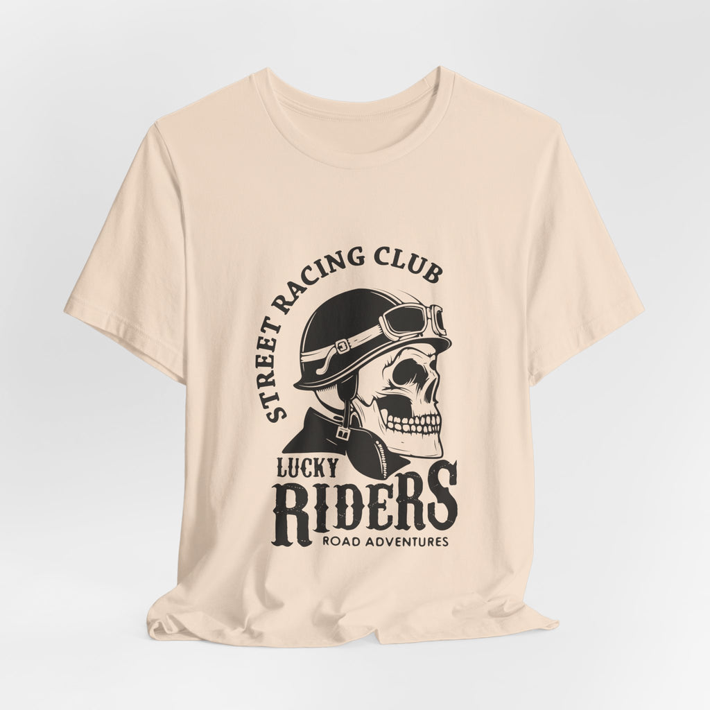 Riders Skull Tee — "Lucky Riders" Street Racing Club Motorcycle T‑Shirt