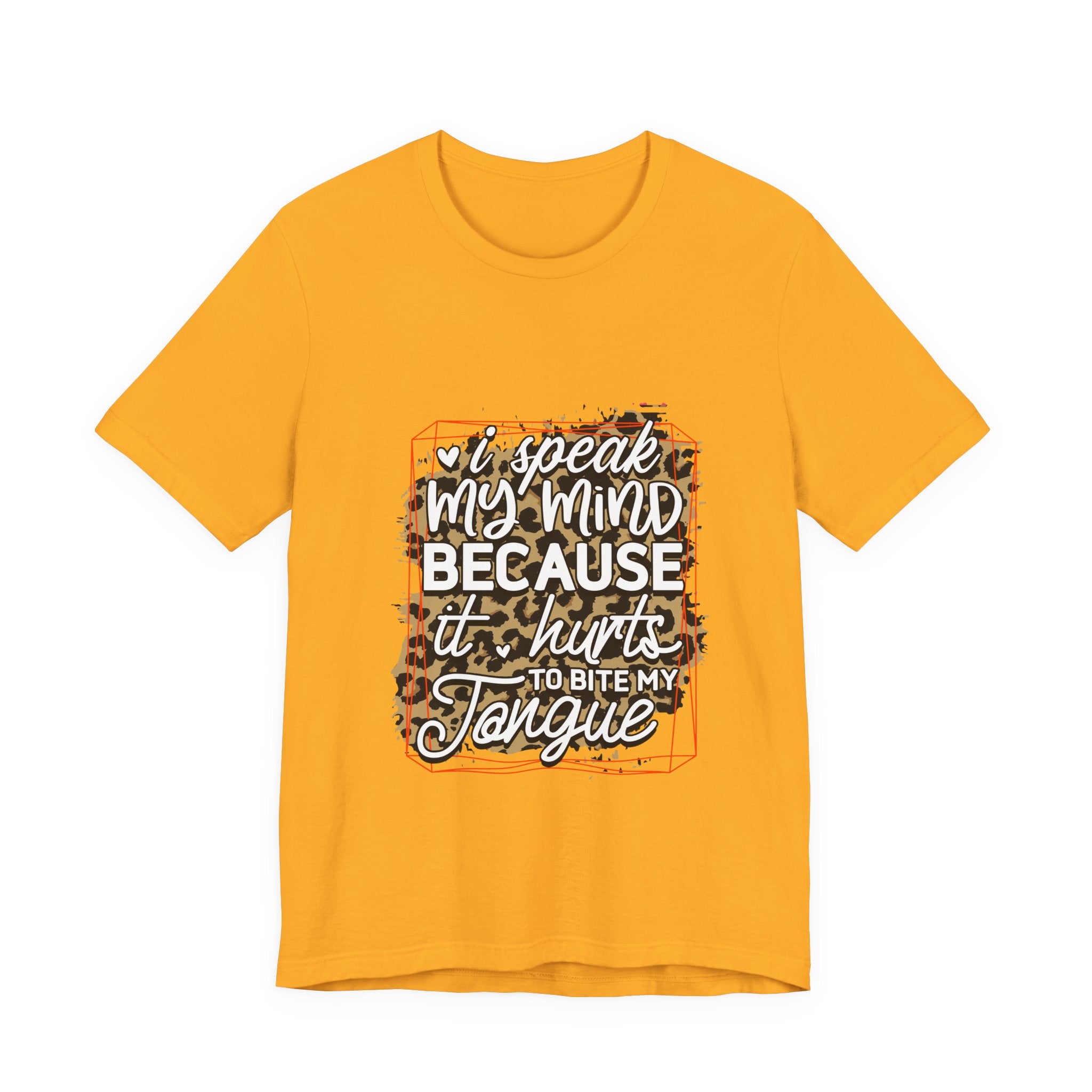 Yellow t-shirt with a printed design on a white background
