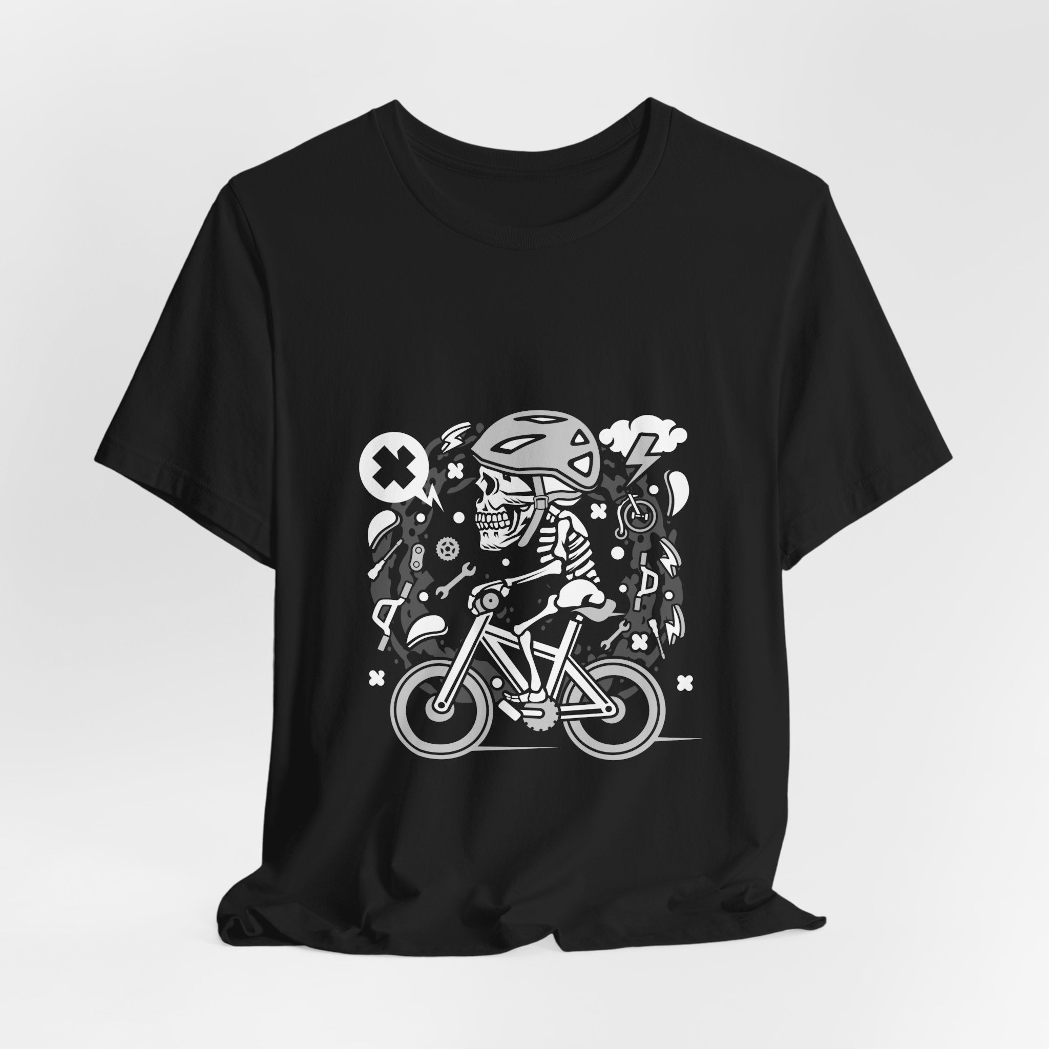 Biker Skull Tee — Retro Cycling Skull Rider Graphic T-Shirt