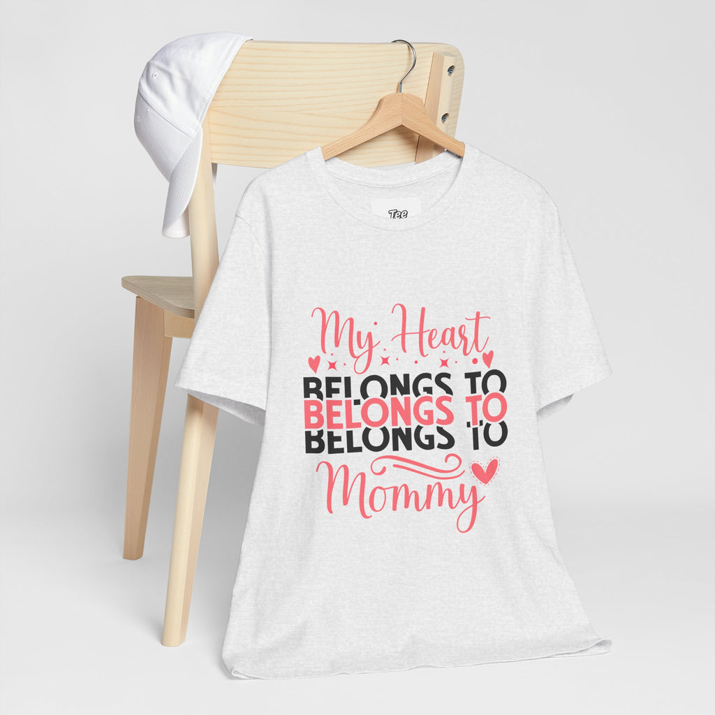 Mommy Valentine T-Shirt – "My Heart Belongs to Mommy" Pink & Black Kid Tee
