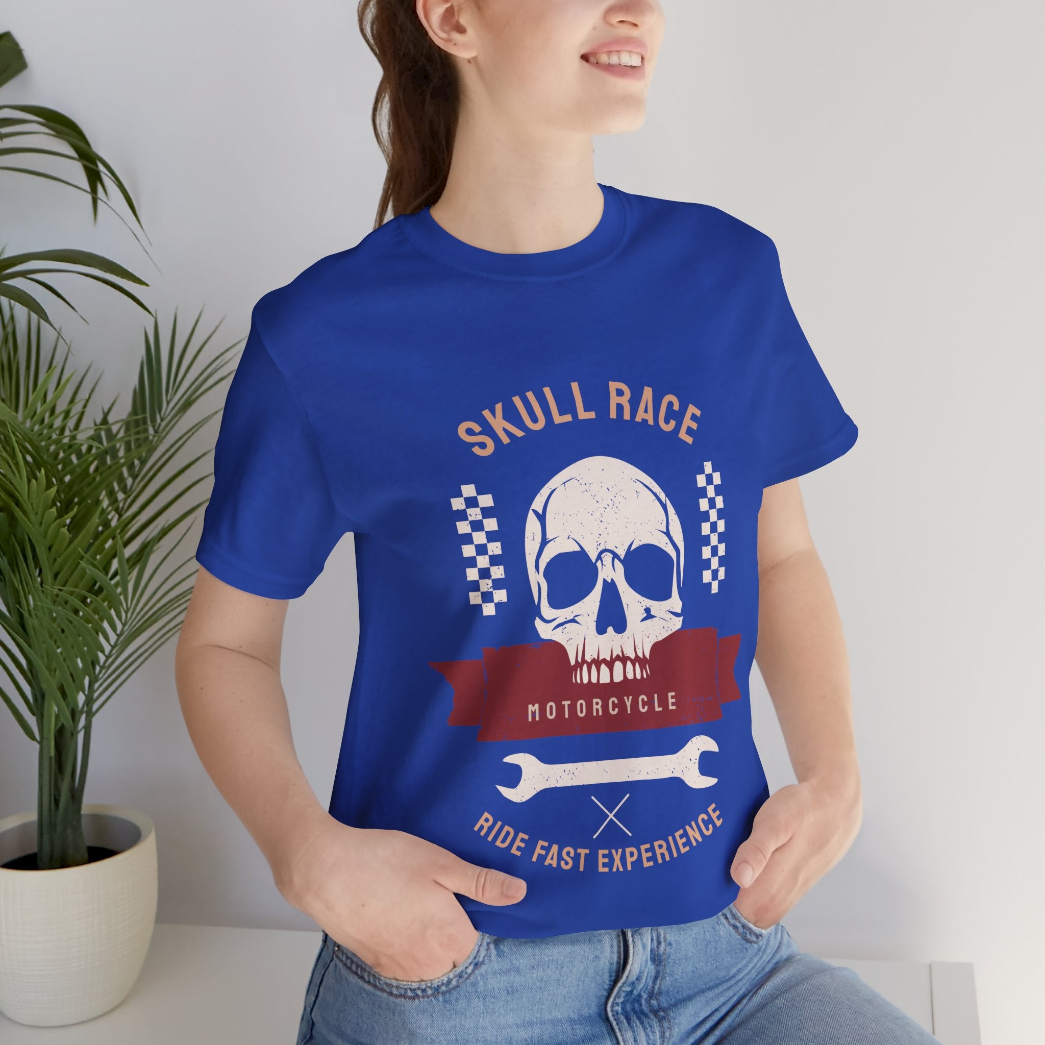 Skull Race Motorcycle Tee — Ride Fast Experience Graphic Shirt