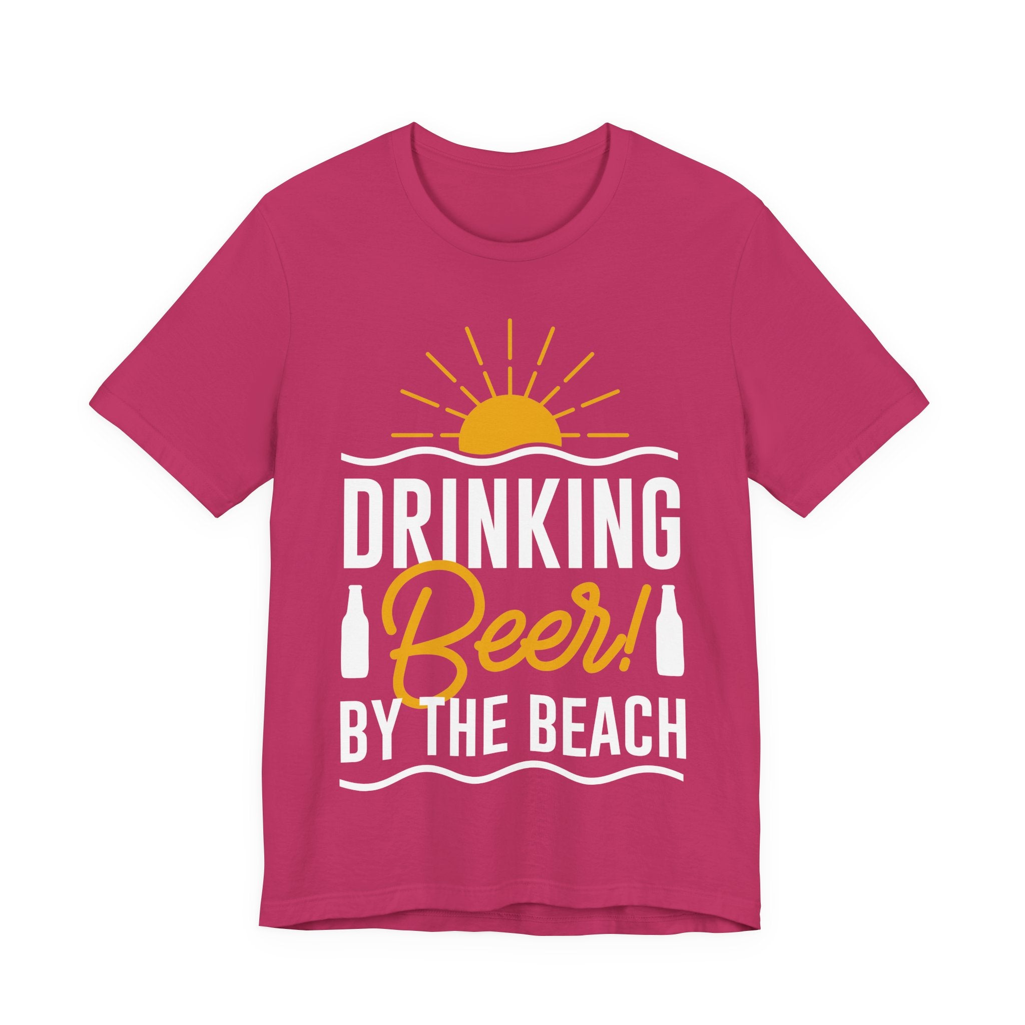 Drinking Beer By The Beach T-Shirt — Beach Sunset Summer Beer Tee