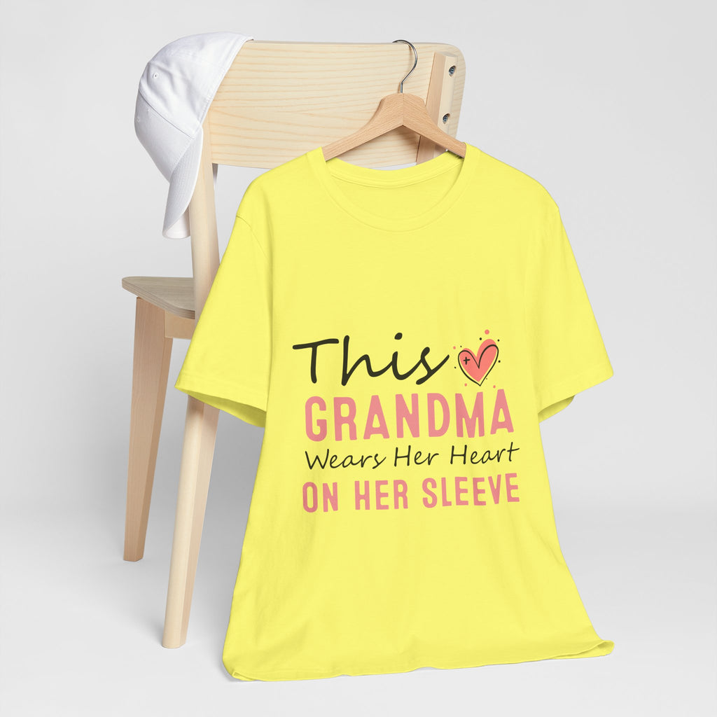Grandma Heart On Her Sleeve T-Shirt — "This Grandma Wears Her Heart On Her Sleeve" Mother's Day Gift