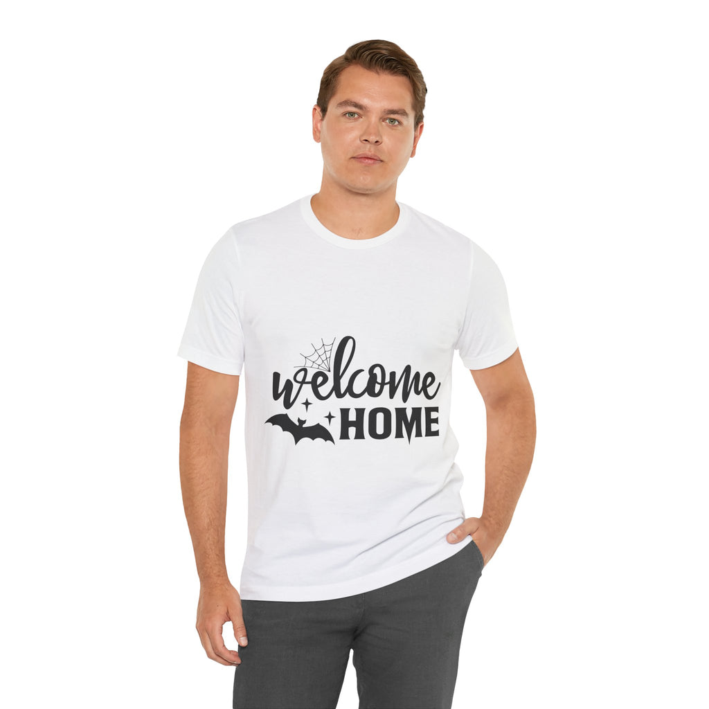 Welcome Home Halloween T-Shirt — Bat & Spiderweb Spooky Tee