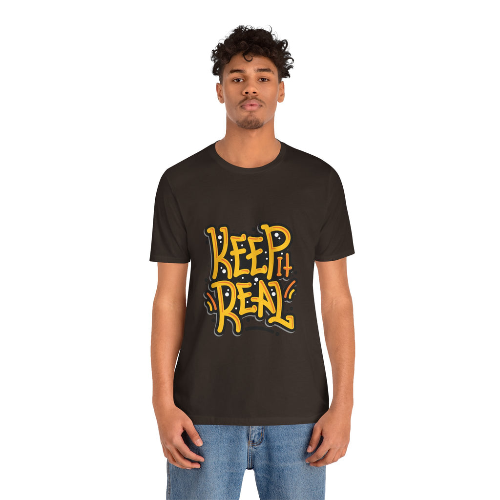 Keep It Real T-Shirt — Retro Yellow Hand-Lettered Graphic Tee