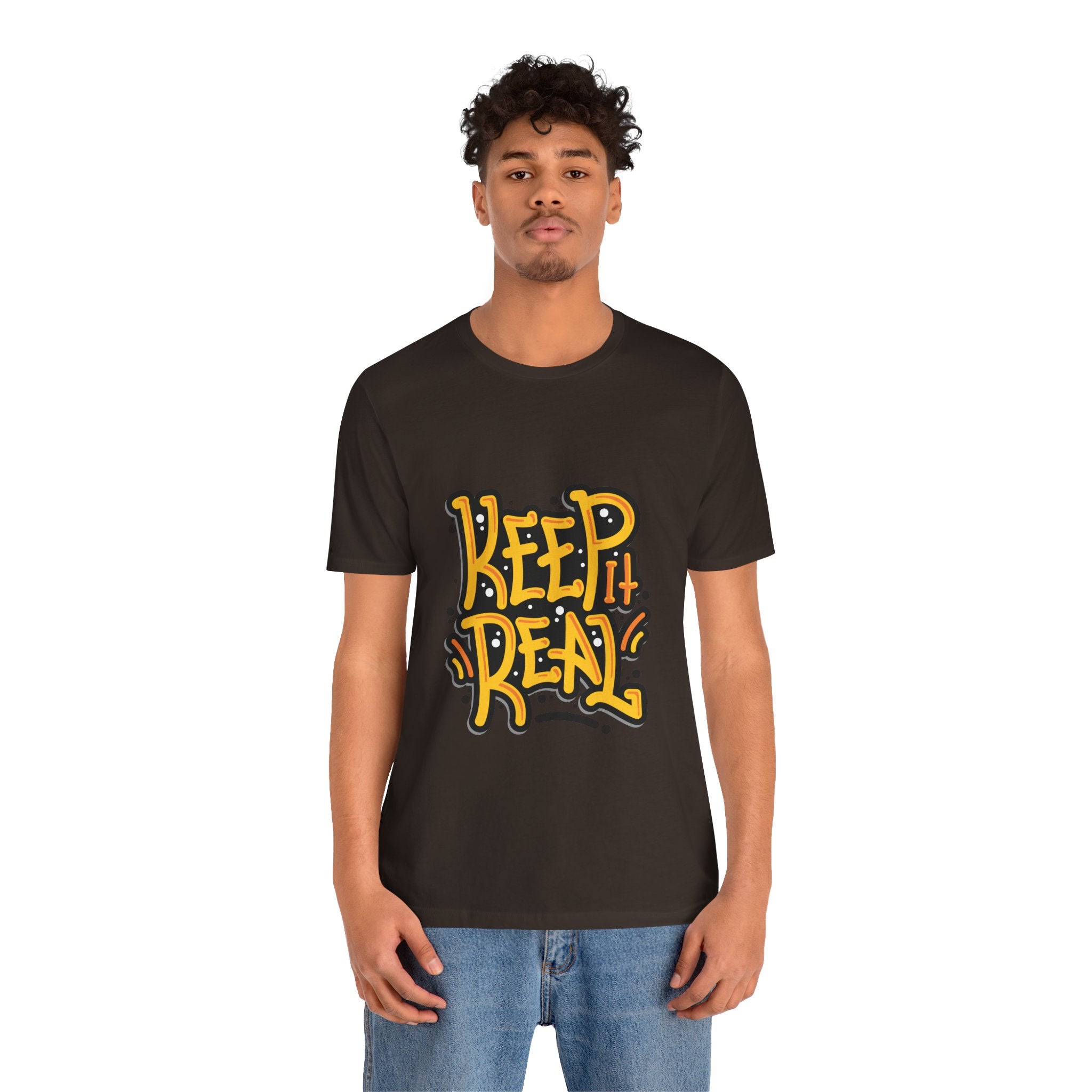 Keep It Real T-Shirt — Retro Yellow Hand-Lettered Graphic Tee