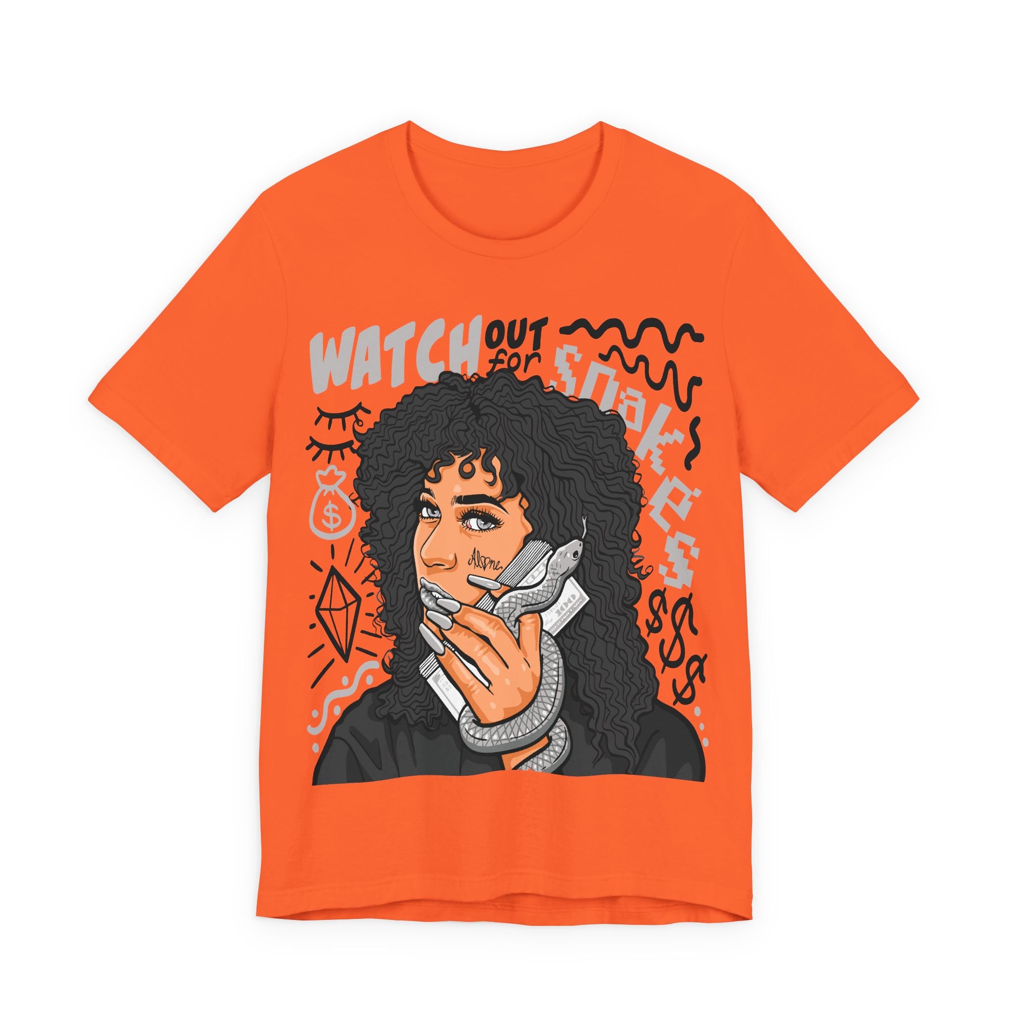 Watch Out For Snakes Graphic Tee — Retro Woman Phone Illustration