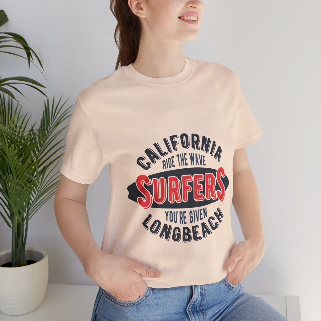 California Surfers Long Beach Tee — "Ride the Wave" Short Sleeve Shirt
