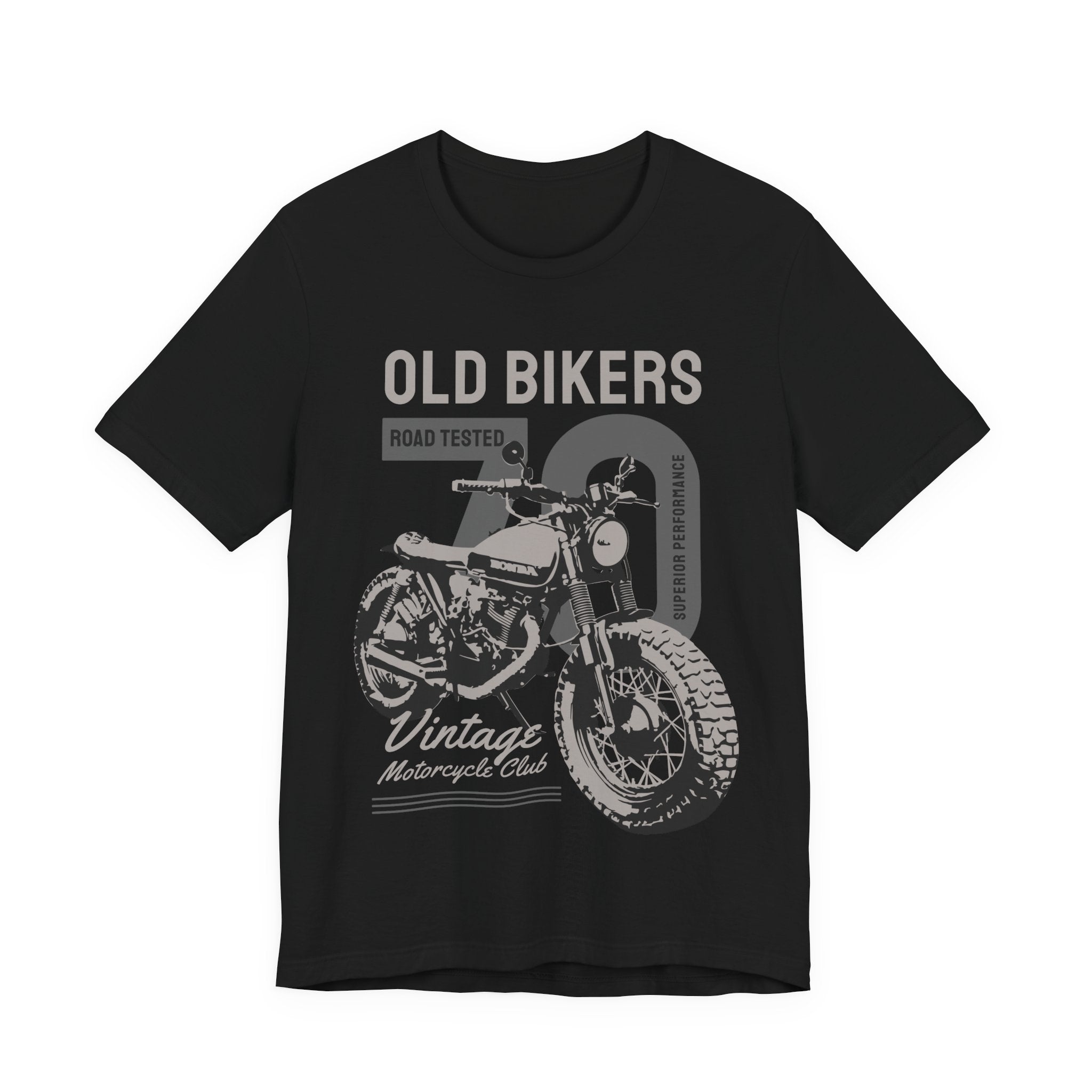T-Shirt — "Old Bikers 70 Vintage Motorcycle Club" Retro Biker Tee